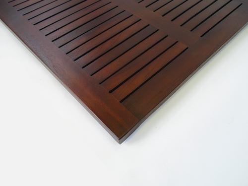 31" Dark Brown Teak Slat Non Slip Bath Mat-Bath Rugs-DECOROLALA
