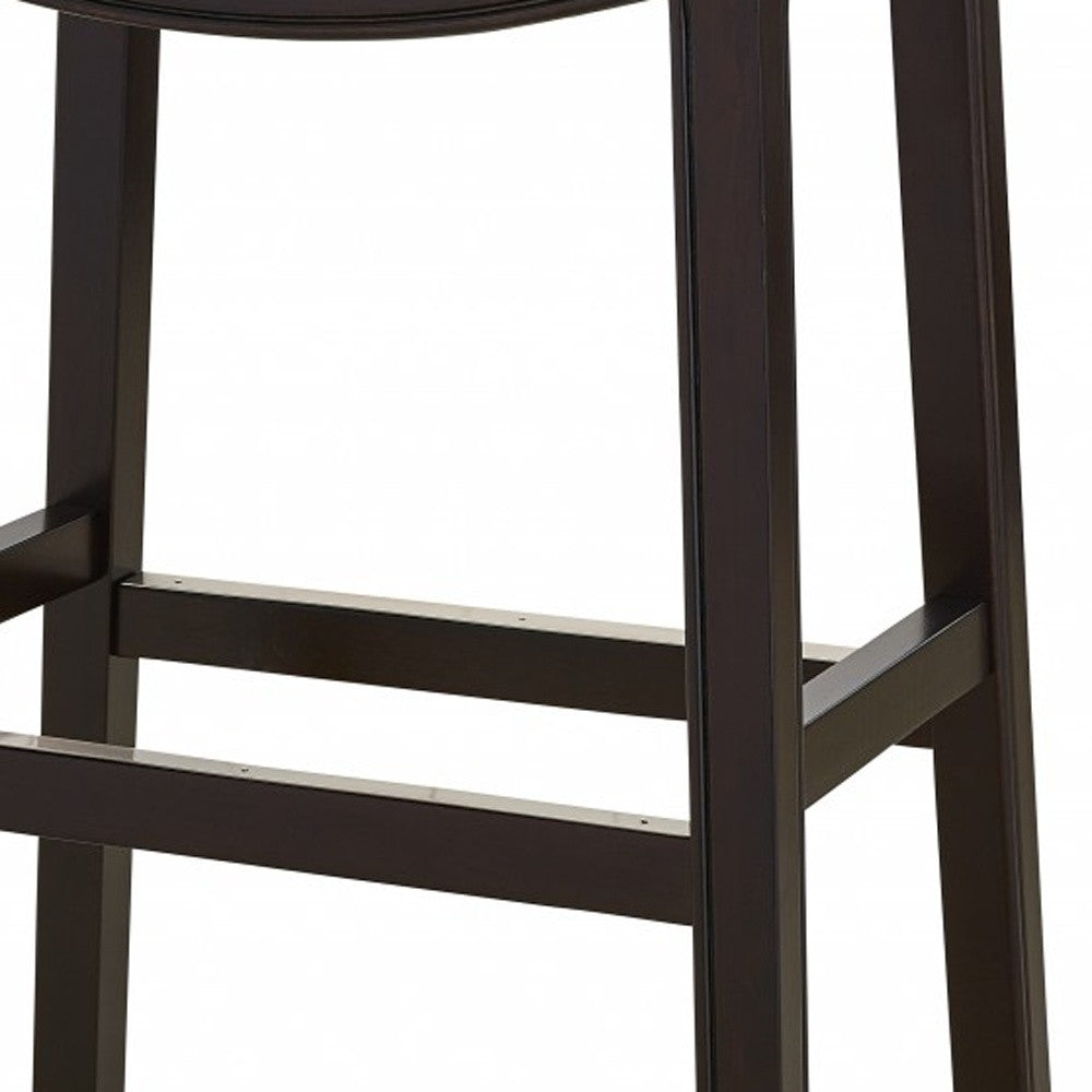 31" Dark Red and Espresso Solid Wood Backless Bar Chair-Bar Chairs-DECOROLALA