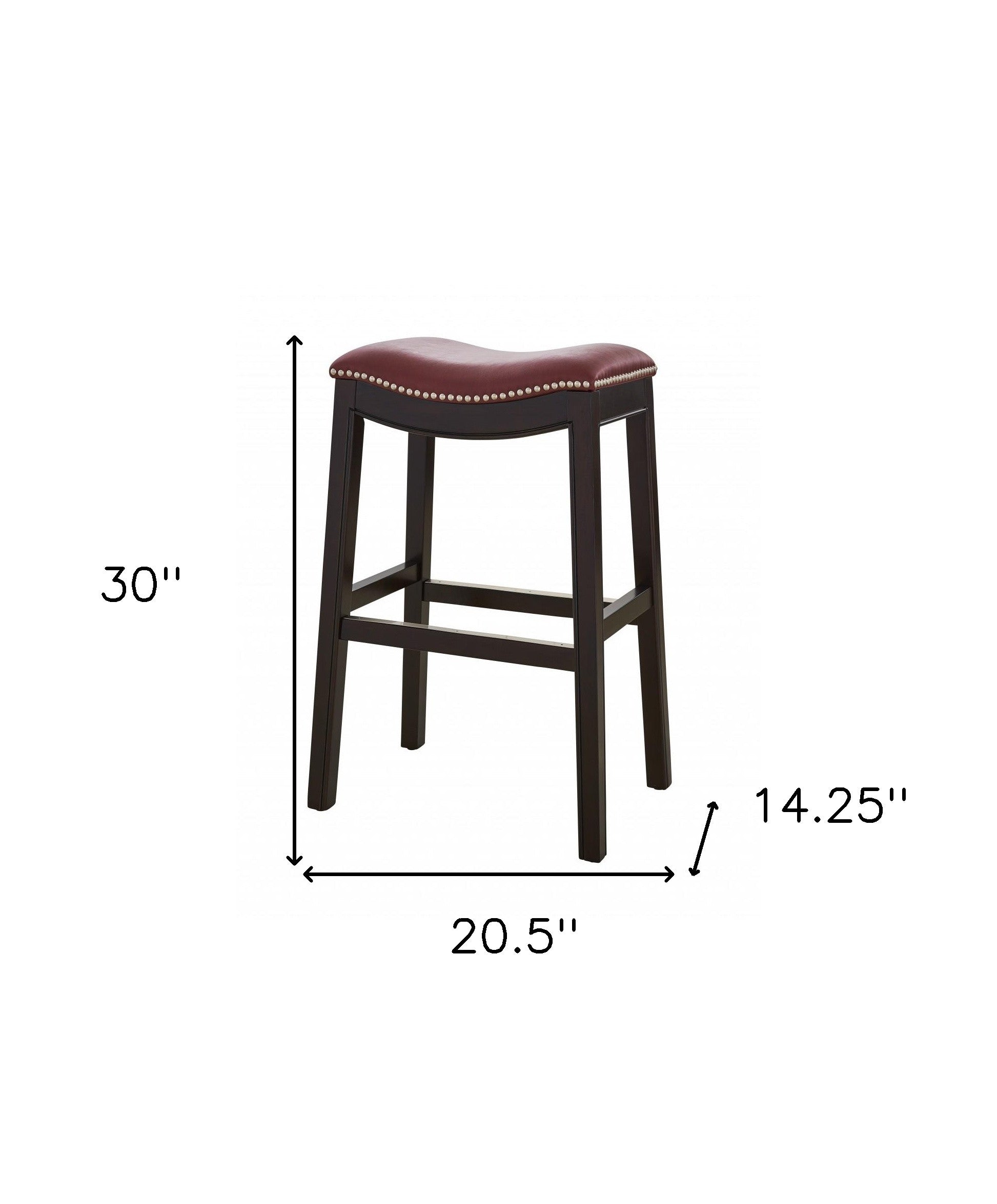 31" Dark Red and Espresso Solid Wood Backless Bar Chair-Bar Chairs-DECOROLALA