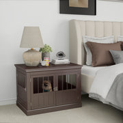 31" Dog Crate Furniture End Table - 3 Doors Coffee Small Dog-Dogs-DECOROLALA