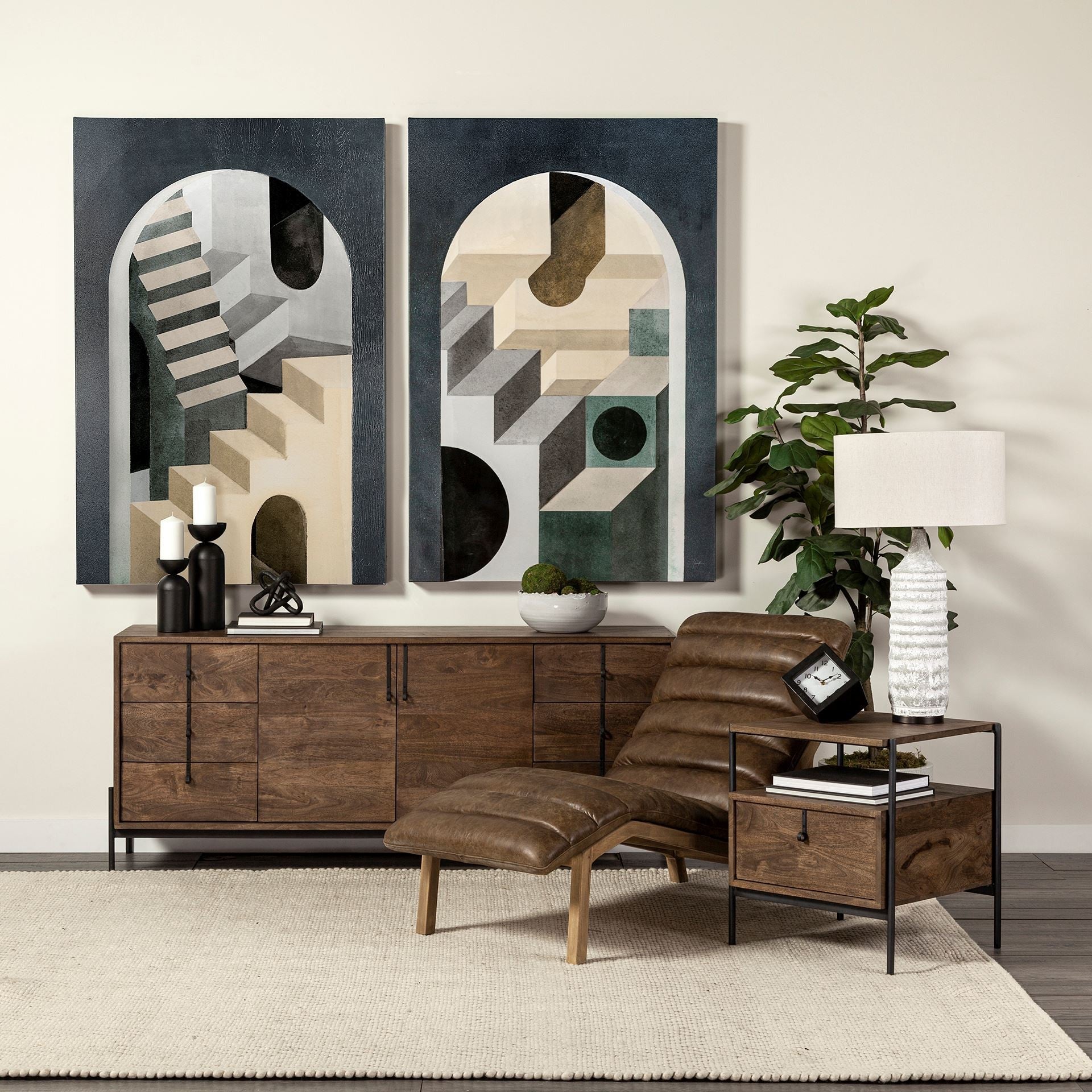 31" Gray Lamp Base LED With Beige Shade-Table Lamps-DECOROLALA