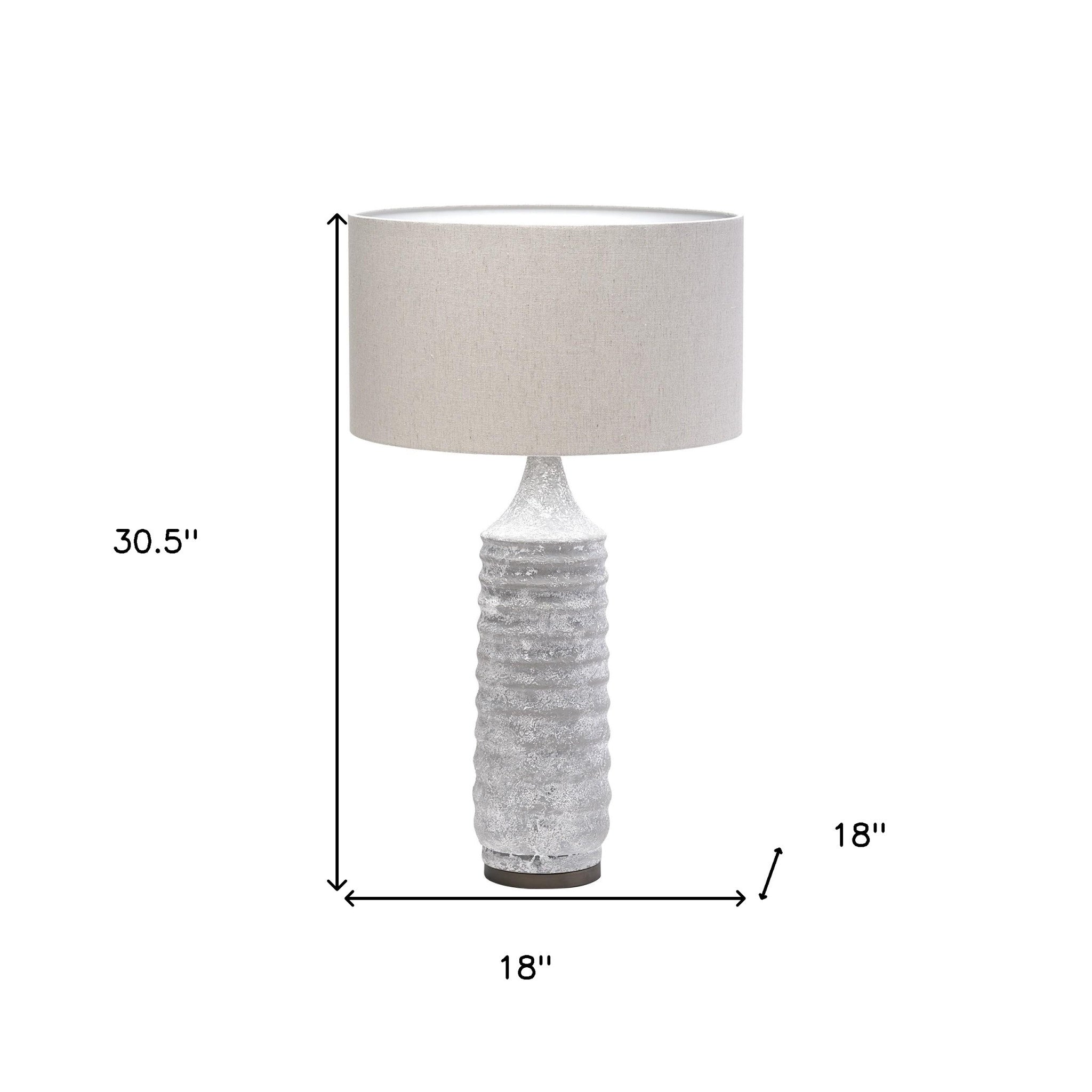 31" Gray Lamp Base LED With Beige Shade-Table Lamps-DECOROLALA