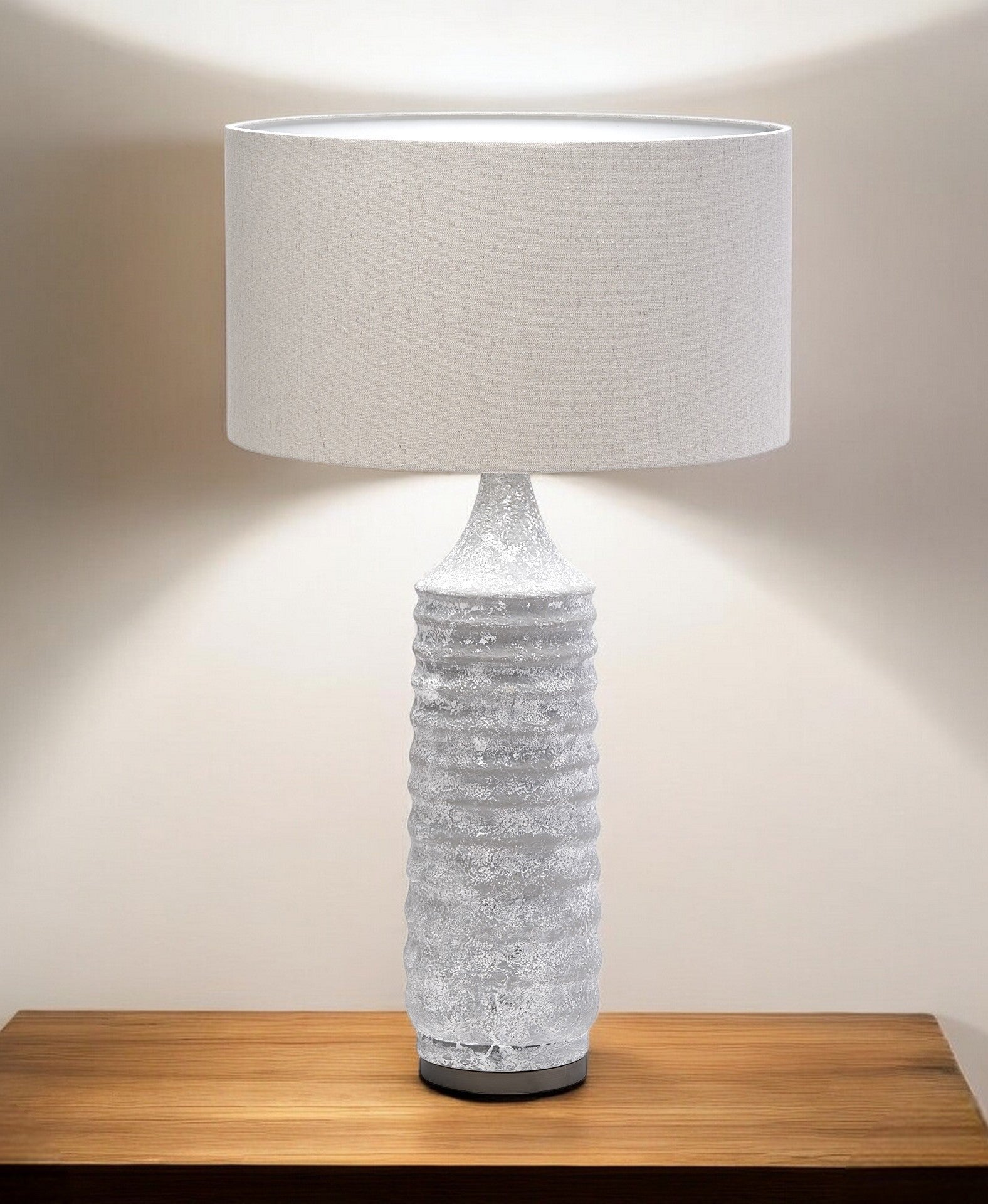 31" Gray Lamp Base LED With Beige Shade-Table Lamps-DECOROLALA