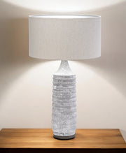 31" Gray Lamp Base LED With Beige Shade-Table Lamps-DECOROLALA