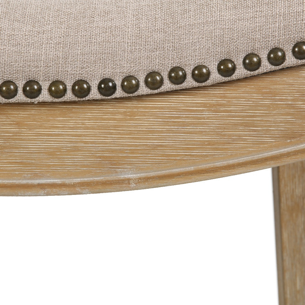 31" Linen and Natural Solid Wood Backless Bar Height Bar Chair-Bar Chairs-DECOROLALA