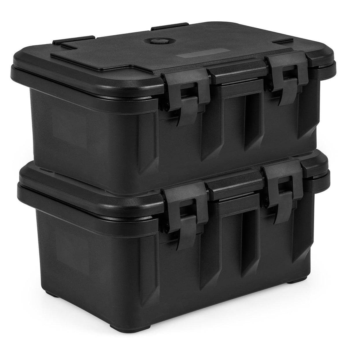 31 QT Insulated Food Pan Container with 3 Transparent One-Third Pans with Lids-Black-Food Warmers & Burners-DECOROLALA