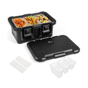31 QT Insulated Food Pan Container with 3 Transparent One-Third Pans with Lids-Black-Food Warmers & Burners-DECOROLALA