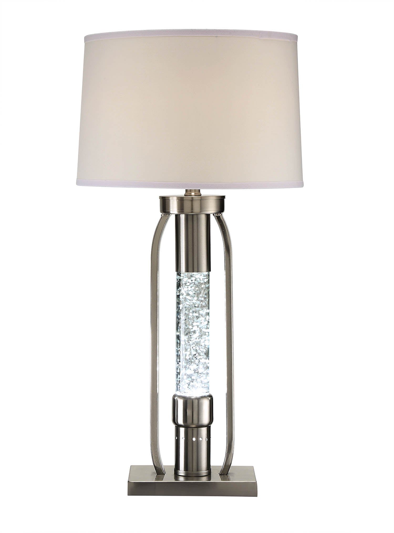 31" Silver Metal Table Lamp With Beige Empire Shade-Table Lamps-DECOROLALA