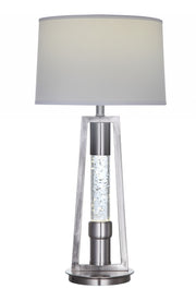 31" Silver Metal Table Lamp With Gray Empire Shade-Table Lamps-DECOROLALA