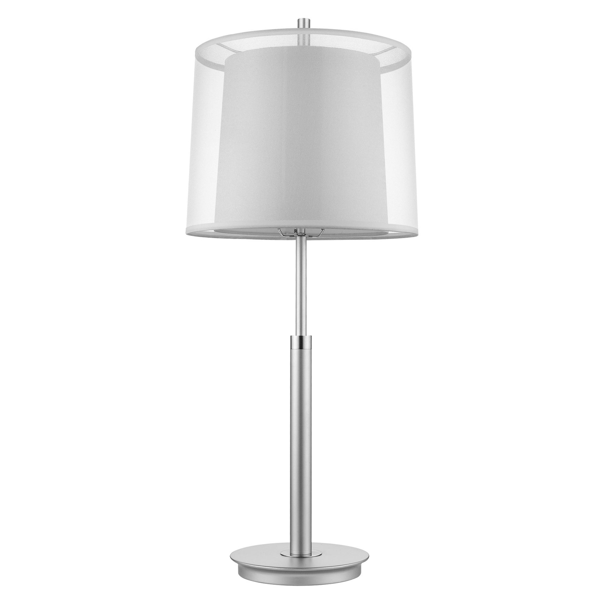 31" Silver Metal Table Lamp With White Empire Shade-Table Lamps-DECOROLALA