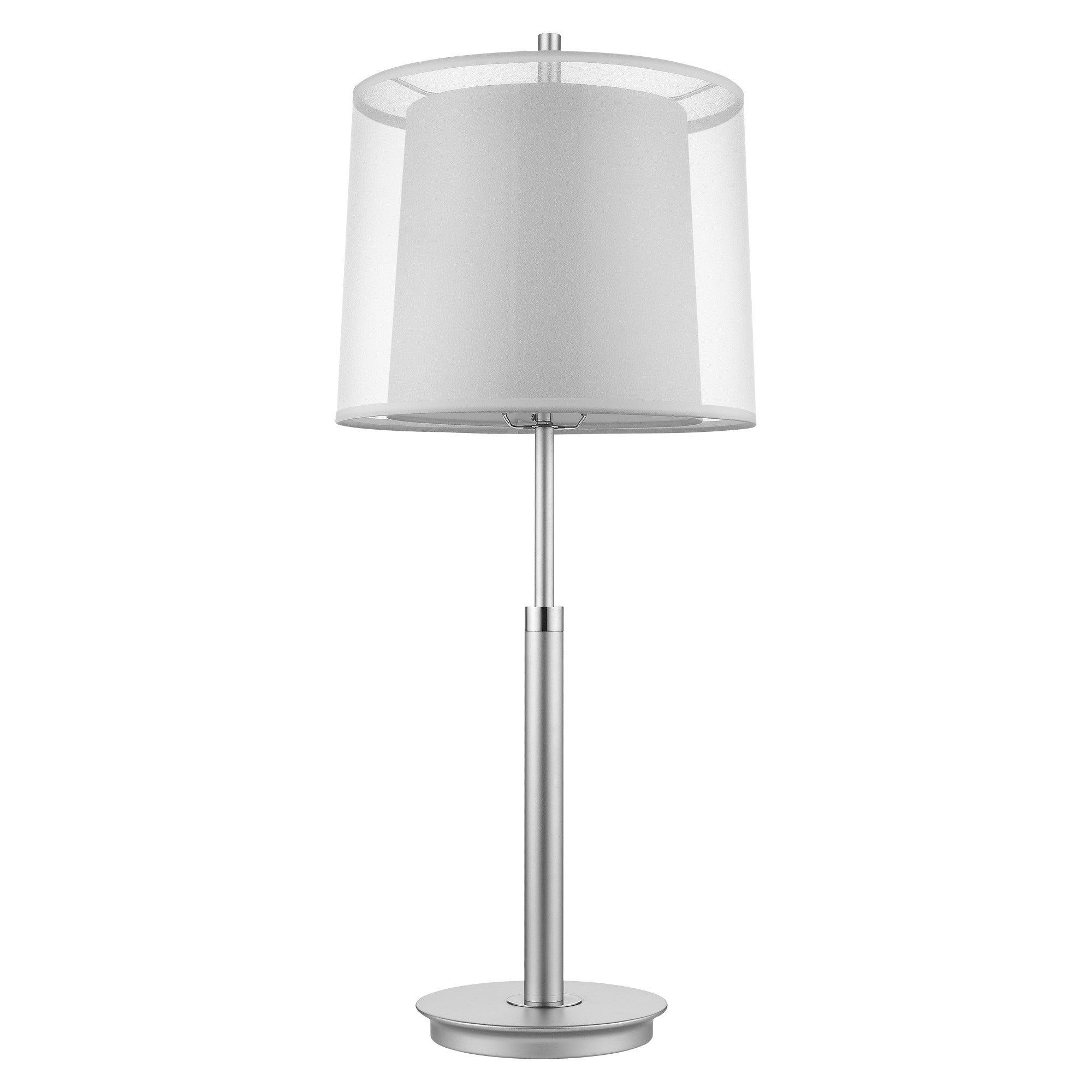 31" Silver Metal Table Lamp With White Empire Shade-Table Lamps-DECOROLALA