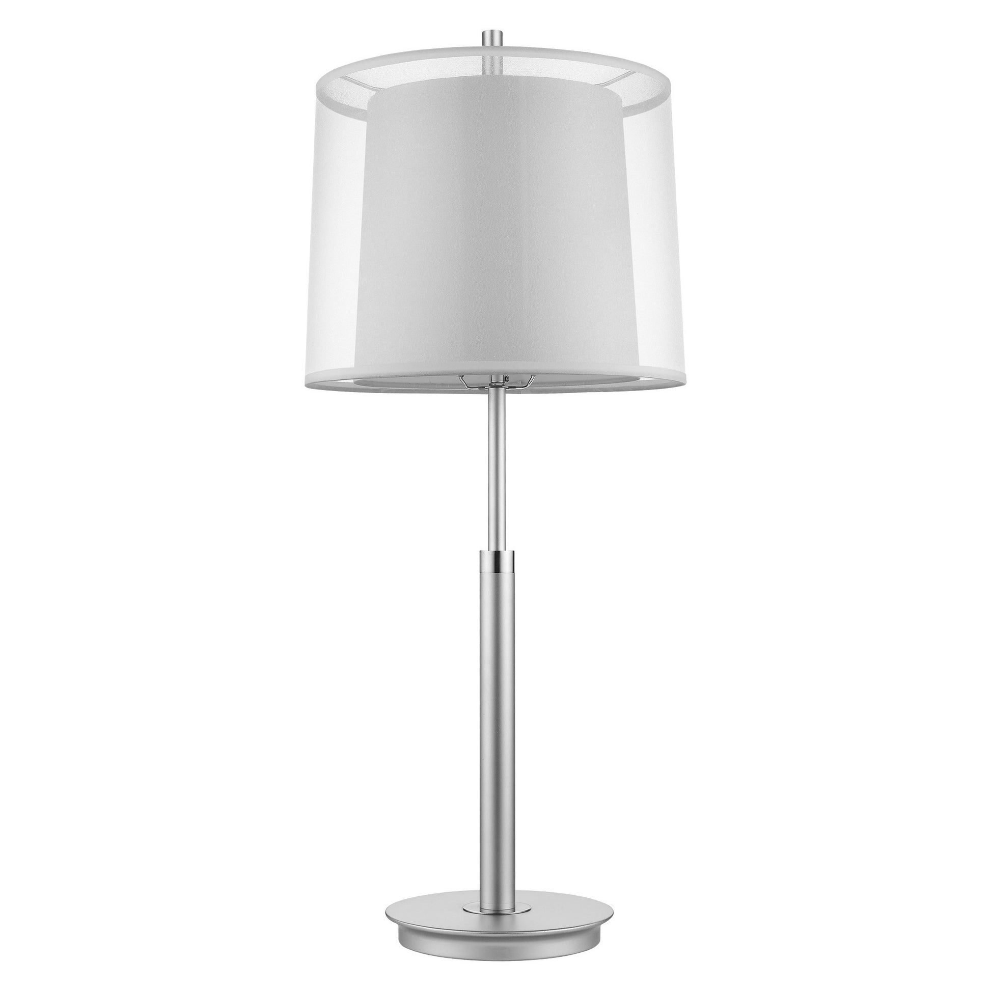 31" Silver Metal Table Lamp With White Empire Shade-Table Lamps-DECOROLALA