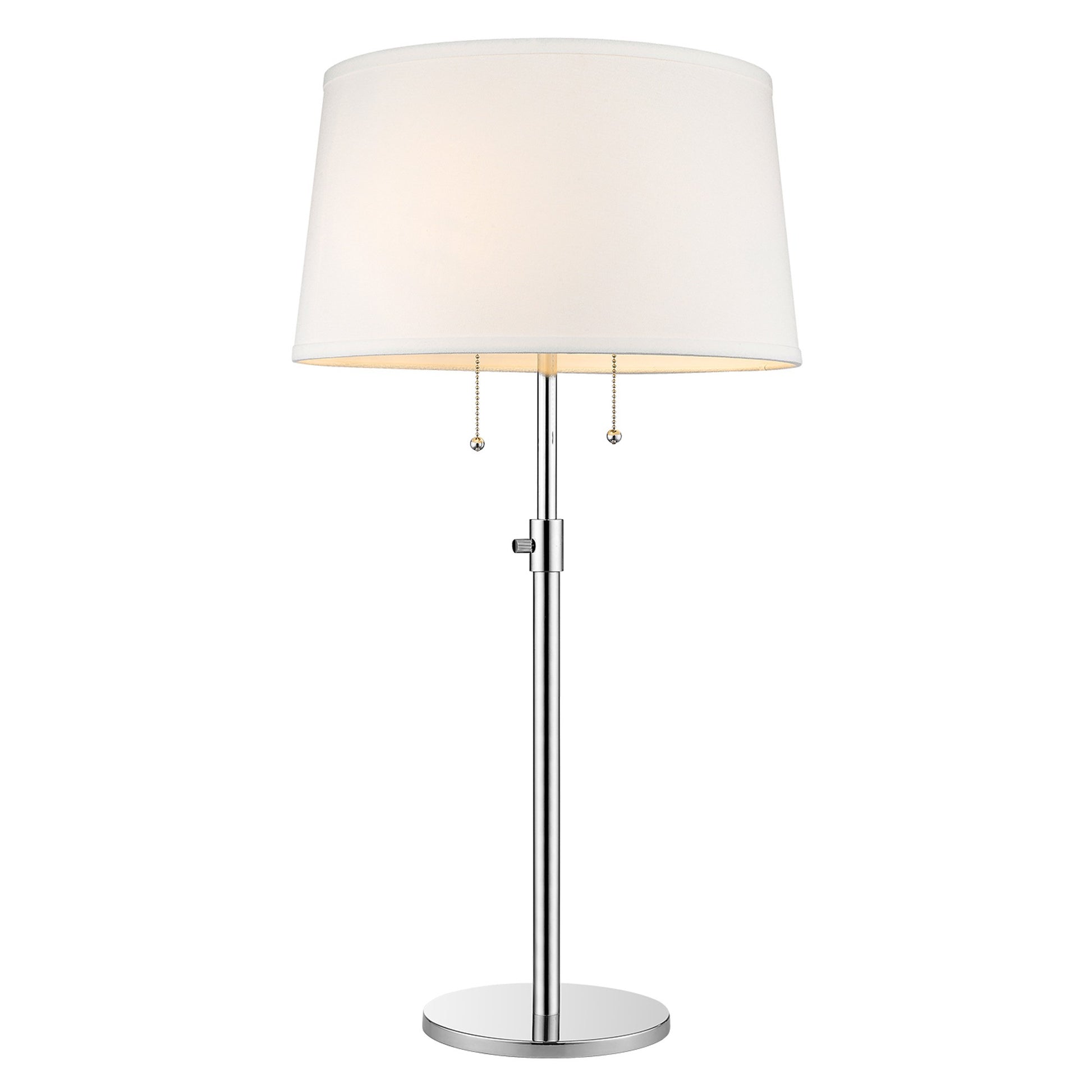 31" Silver Metal Two Light Adjustable Table Lamp With White Empire Shade-Table Lamps-DECOROLALA