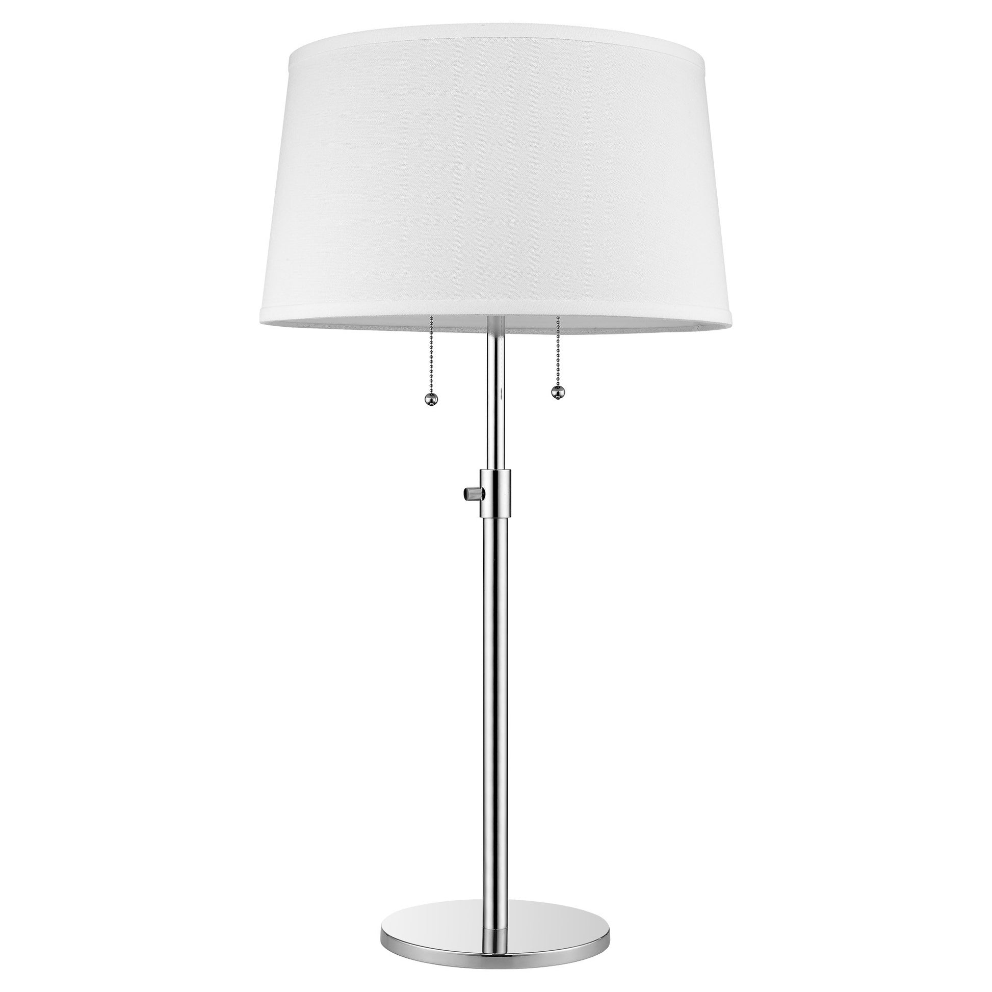 31" Silver Metal Two Light Adjustable Table Lamp With White Empire Shade-Table Lamps-DECOROLALA