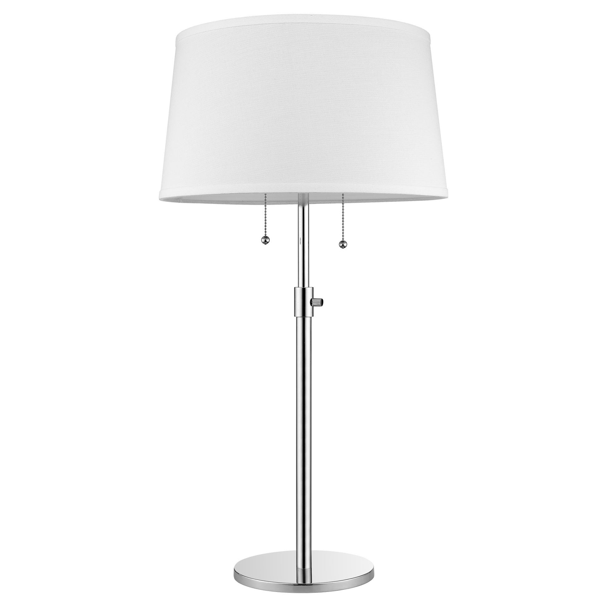 31" Silver Metal Two Light Adjustable Table Lamp With White Empire Shade-Table Lamps-DECOROLALA