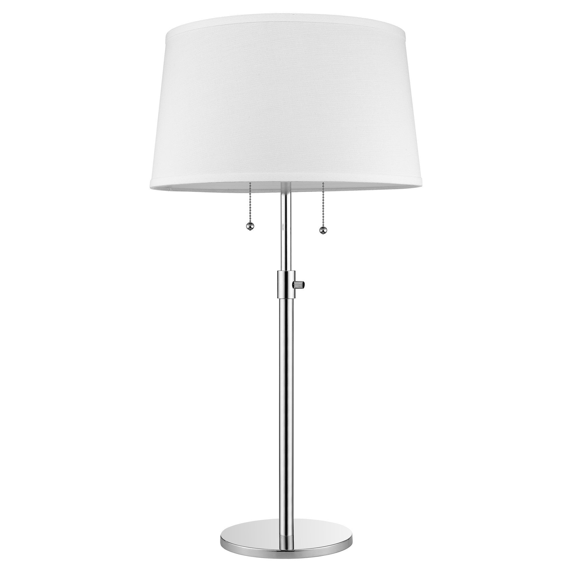 31" Silver Metal Two Light Adjustable Table Lamp With White Empire Shade-Table Lamps-DECOROLALA