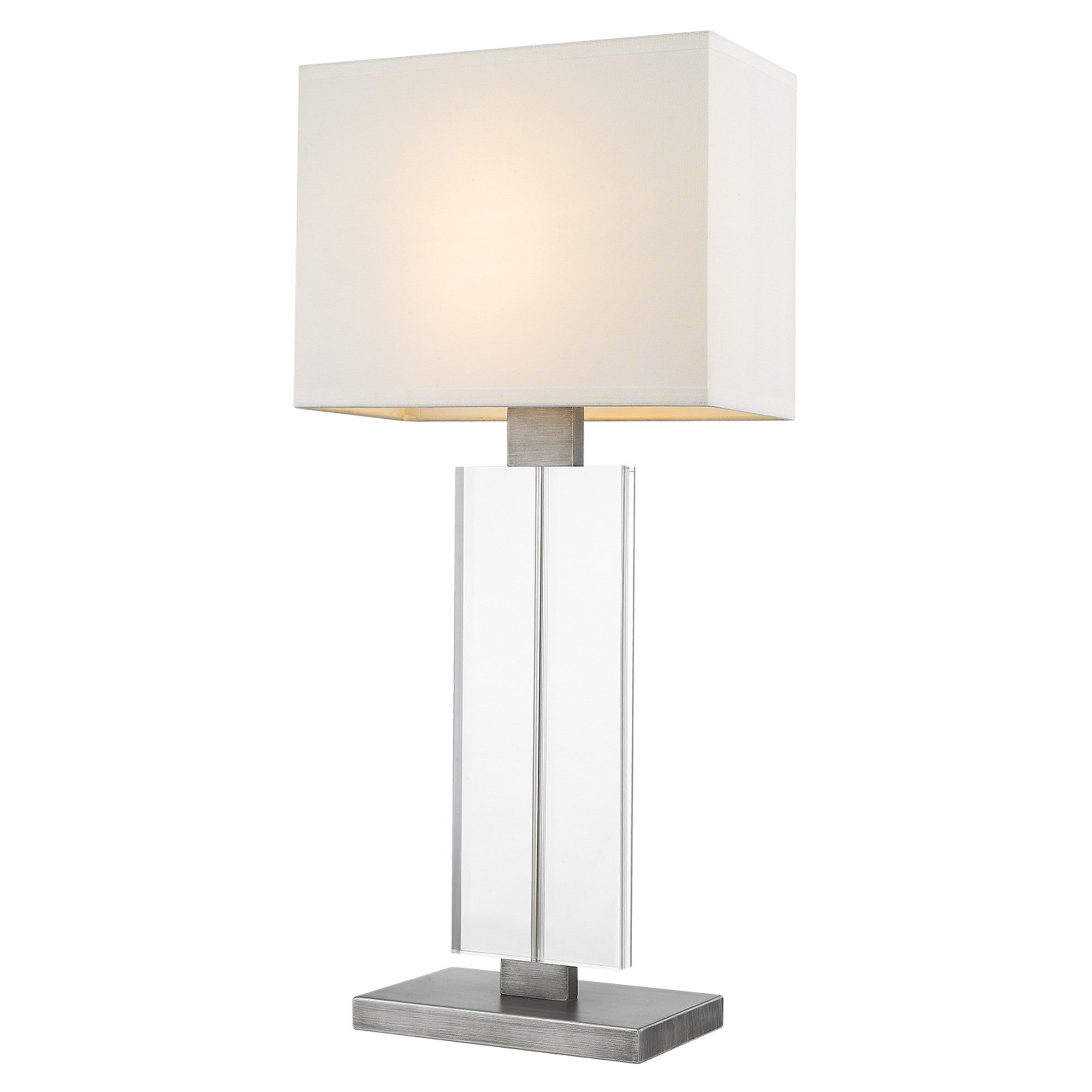 31" Silver Metal and Acrylic Buffet Lamp With White Shade-Table Lamps-DECOROLALA
