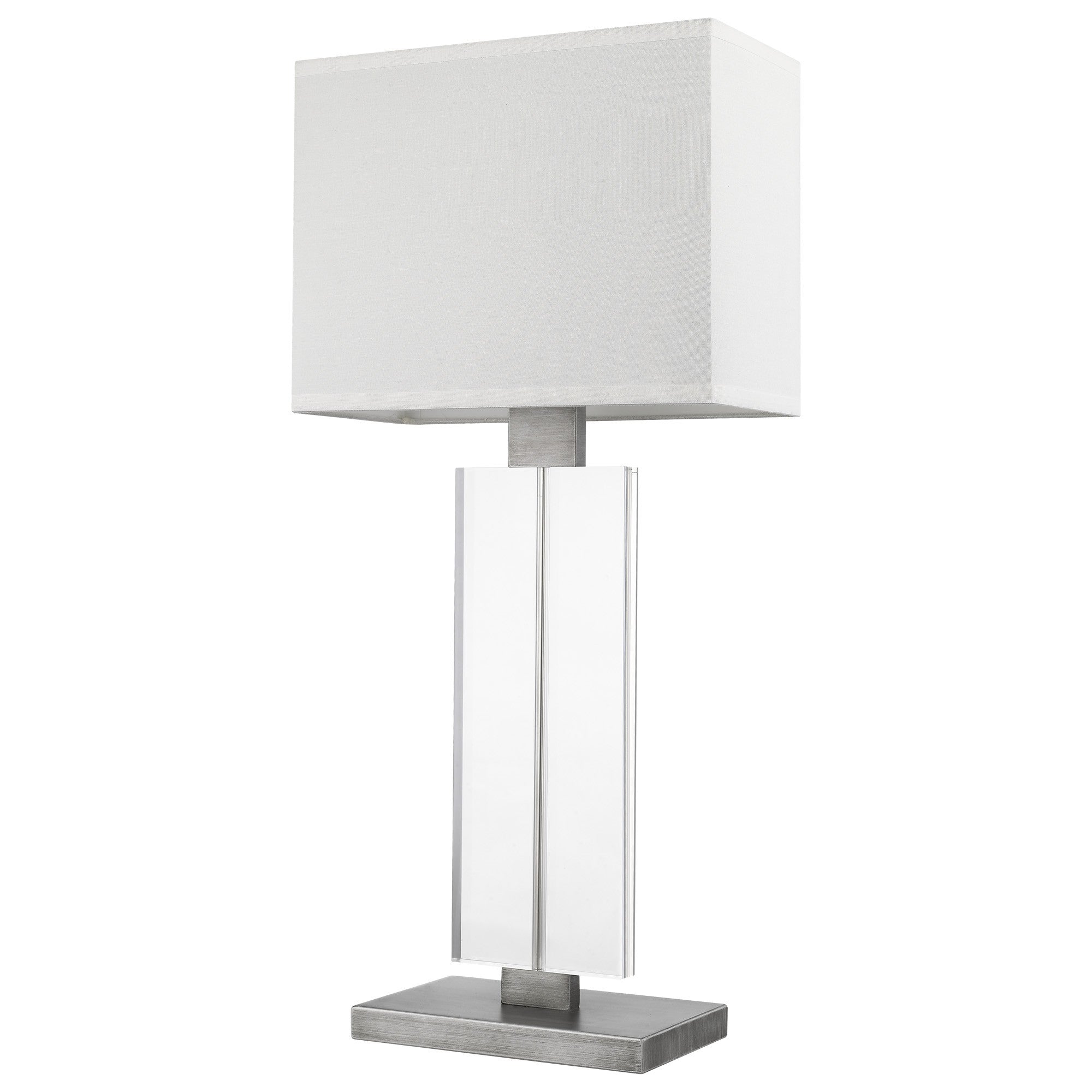 31" Silver Metal and Acrylic Buffet Lamp With White Shade-Table Lamps-DECOROLALA