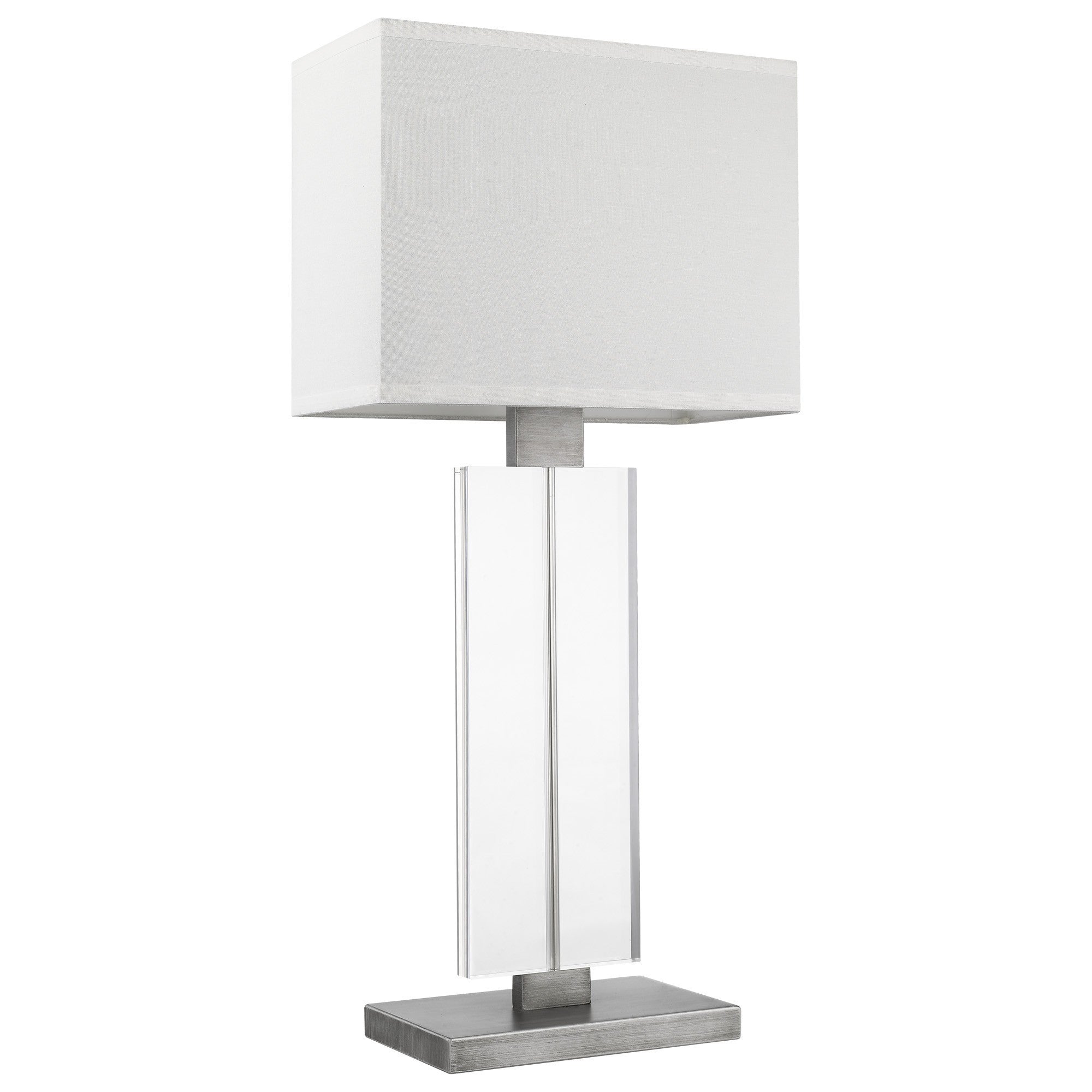 31" Silver Metal and Acrylic Buffet Lamp With White Shade-Table Lamps-DECOROLALA