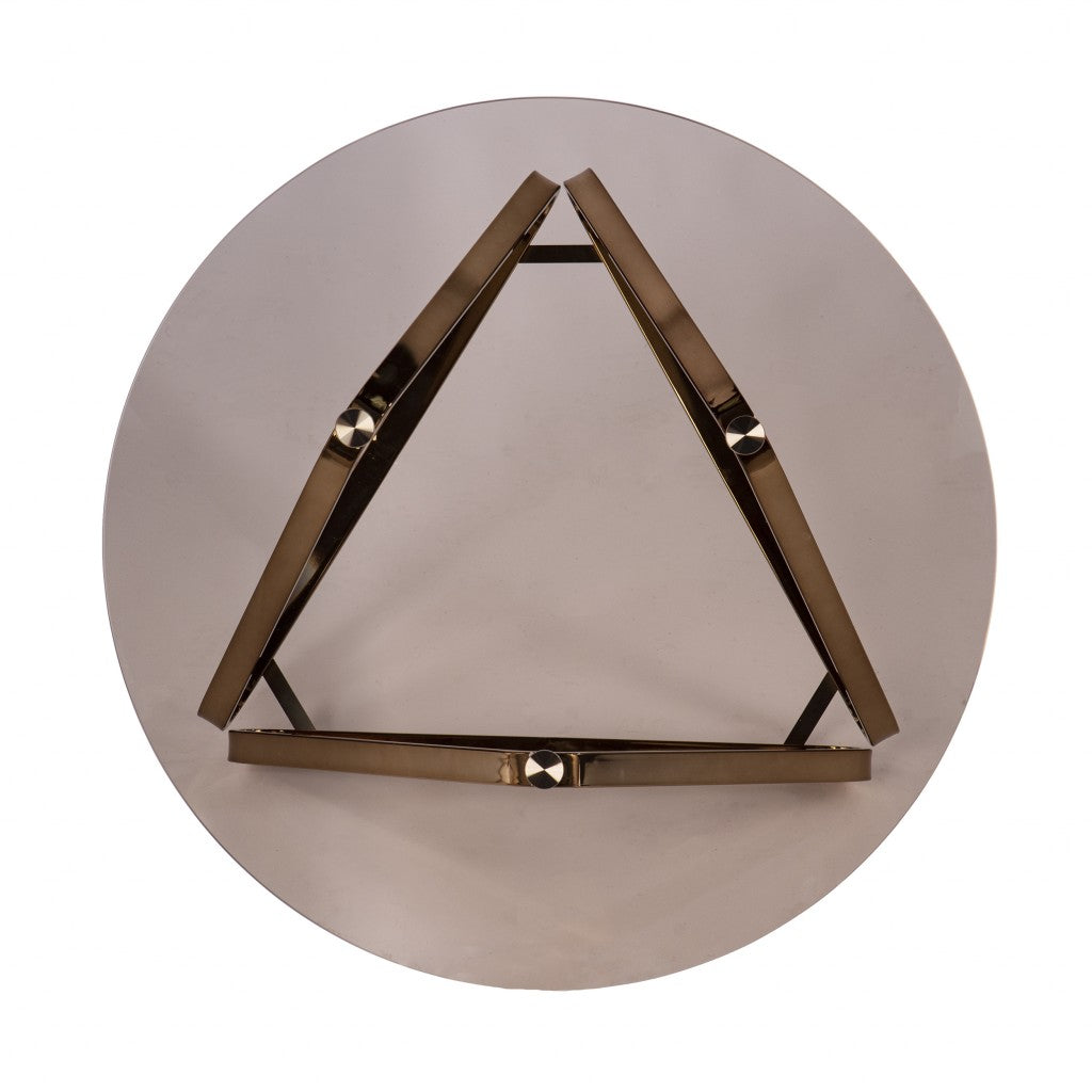 31" Smoky Black and Gold Glass and Metal Round Coffee Table-Coffee Tables-DECOROLALA