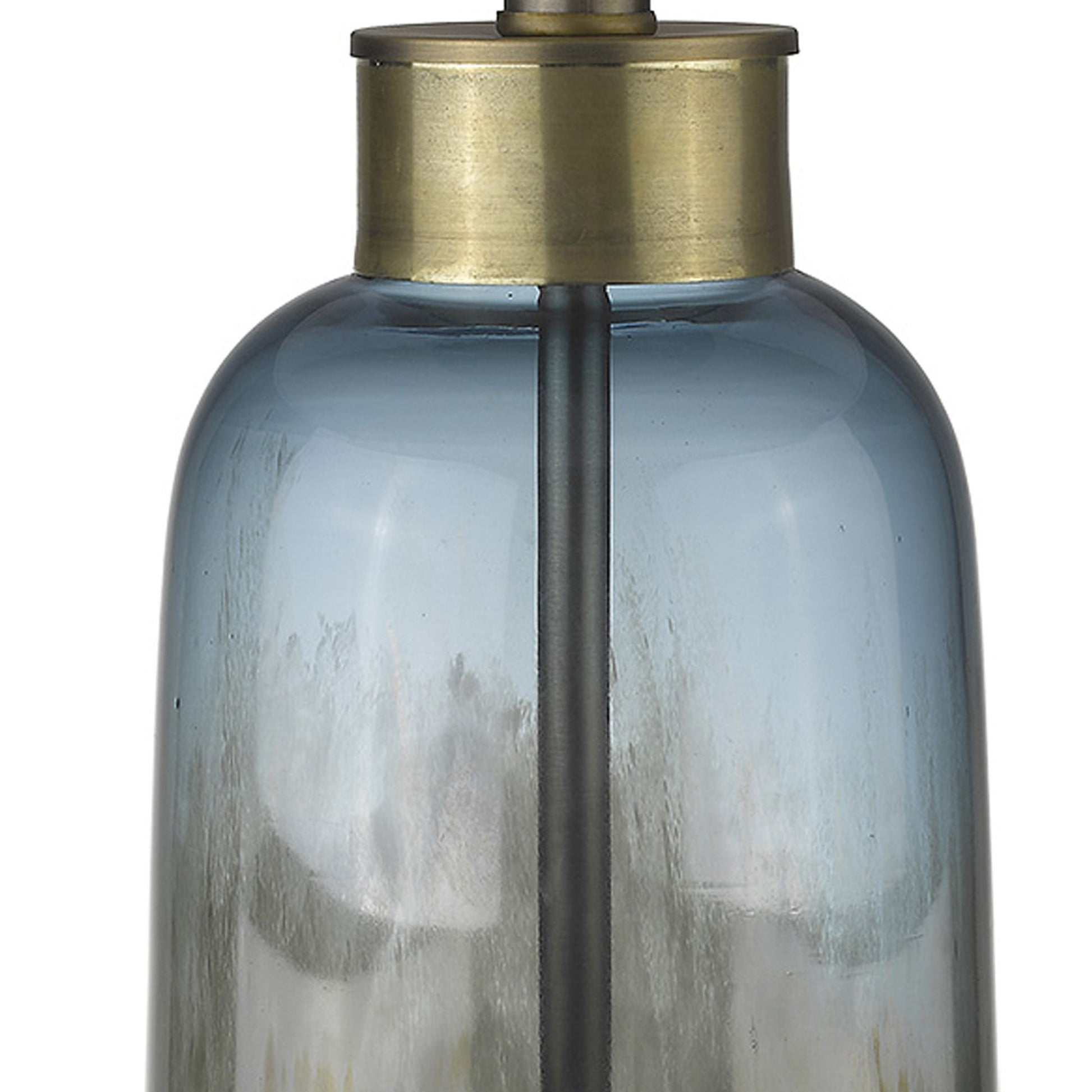 31" Steel Blue Glass Table Lamp With White Empire Shade-Table Lamps-DECOROLALA