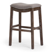 31" Taupe and Brown Solid Wood Backless Bar Height Bar Chair-Bar Chairs-DECOROLALA