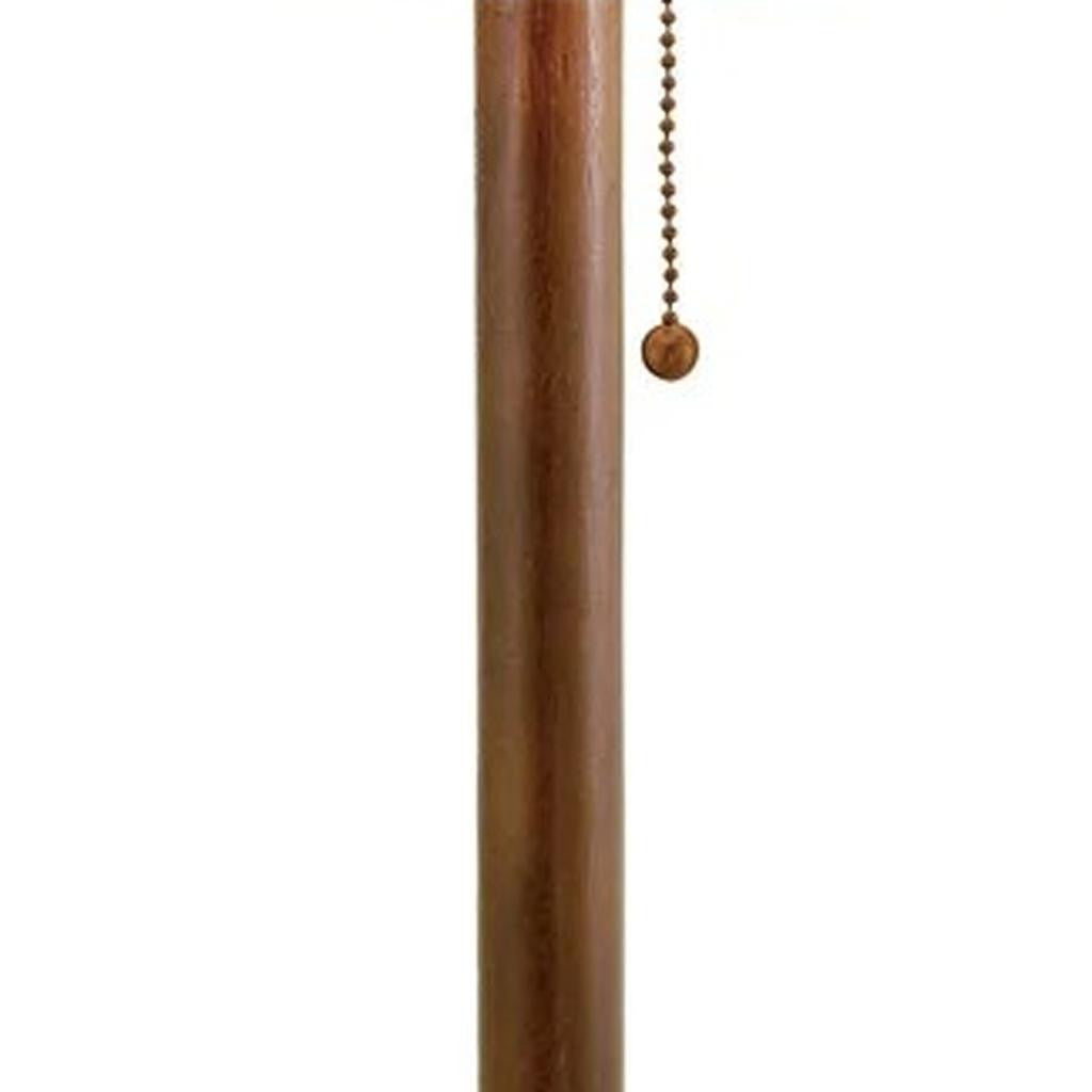 31" Walnut Solid Wood Standard Table Lamp With Beige Shade-Table Lamps-DECOROLALA