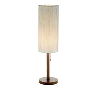 31" Walnut Solid Wood Standard Table Lamp With Beige Shade-Table Lamps-DECOROLALA