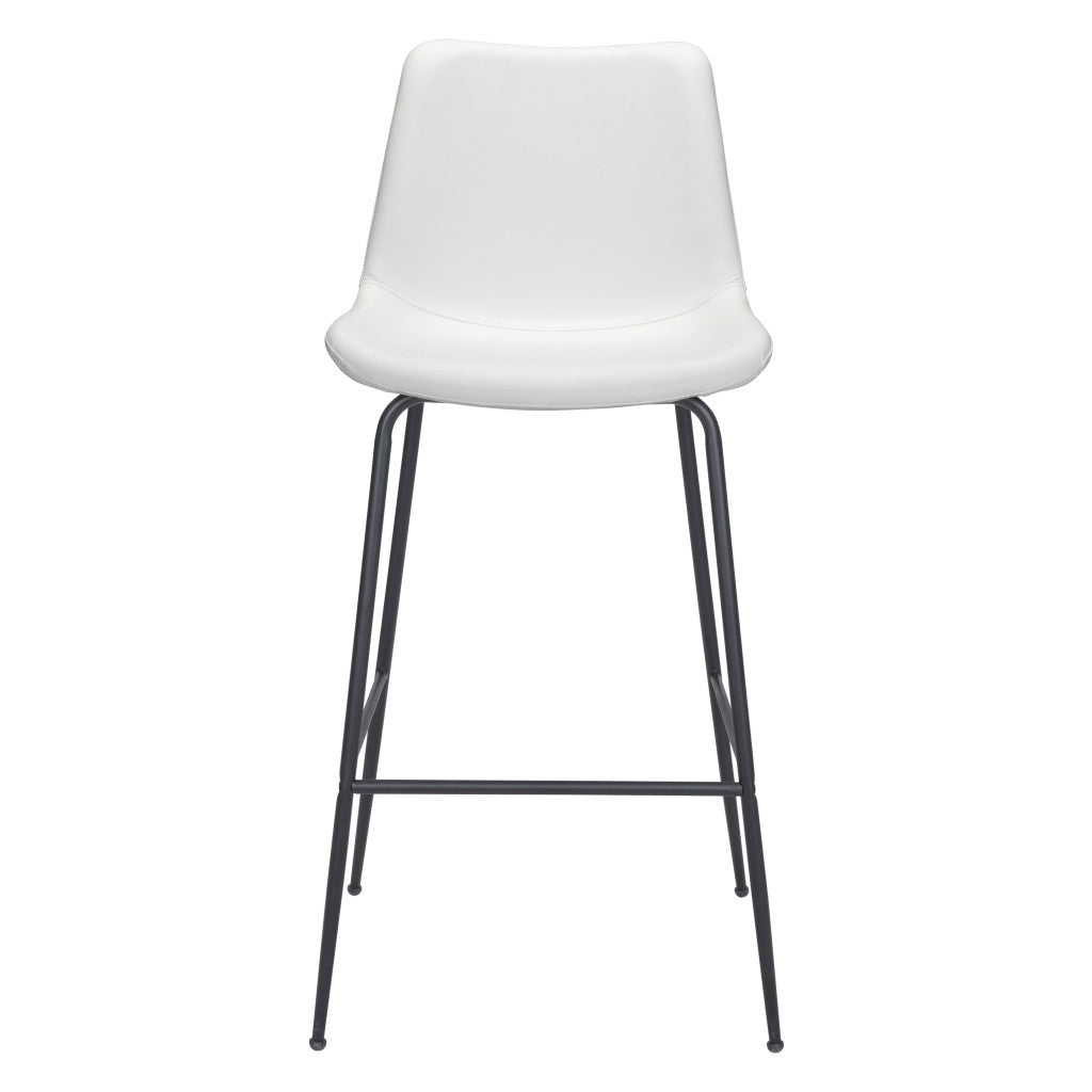 31" White And Black Steel Low Back Bar Height Bar Chair-Bar Chairs-DECOROLALA