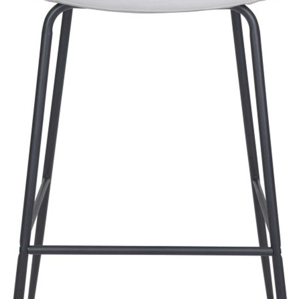31" White And Black Steel Low Back Bar Height Bar Chair-Bar Chairs-DECOROLALA