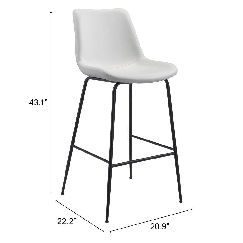 31" White And Black Steel Low Back Bar Height Bar Chair-Bar Chairs-DECOROLALA