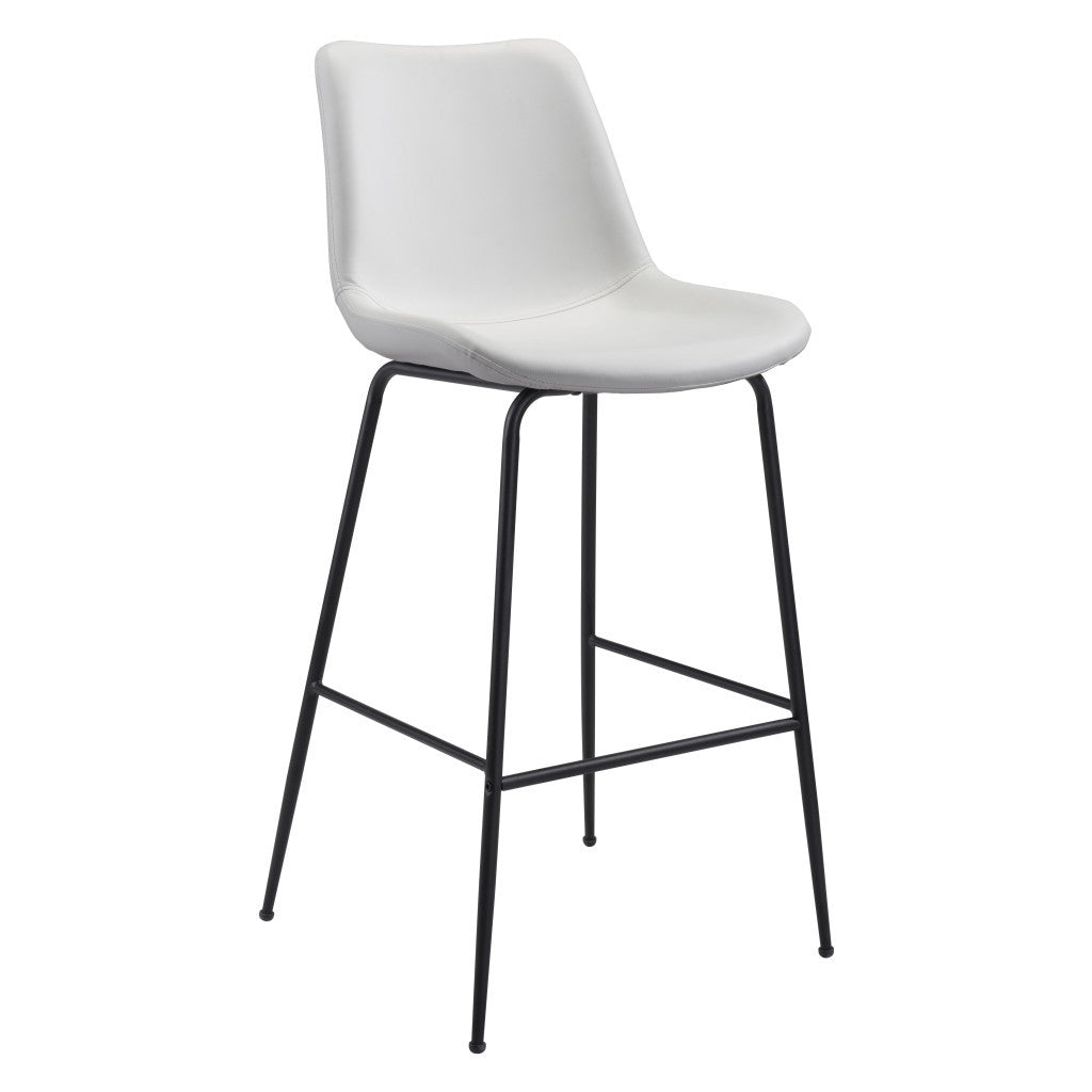 31" White And Black Steel Low Back Bar Height Bar Chair-Bar Chairs-DECOROLALA