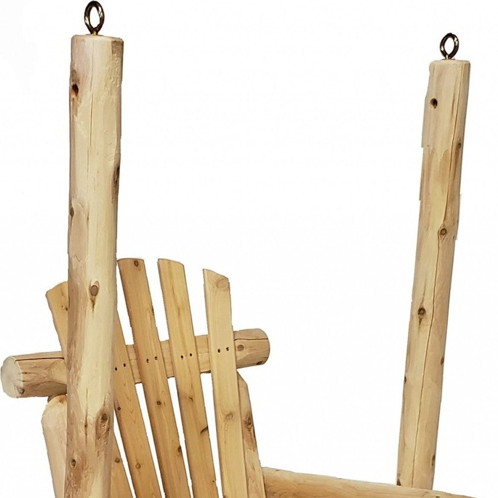 31" X 24" X 47" Natural Wood Single Chair Porch Swing-Outdoor Chairs-DECOROLALA