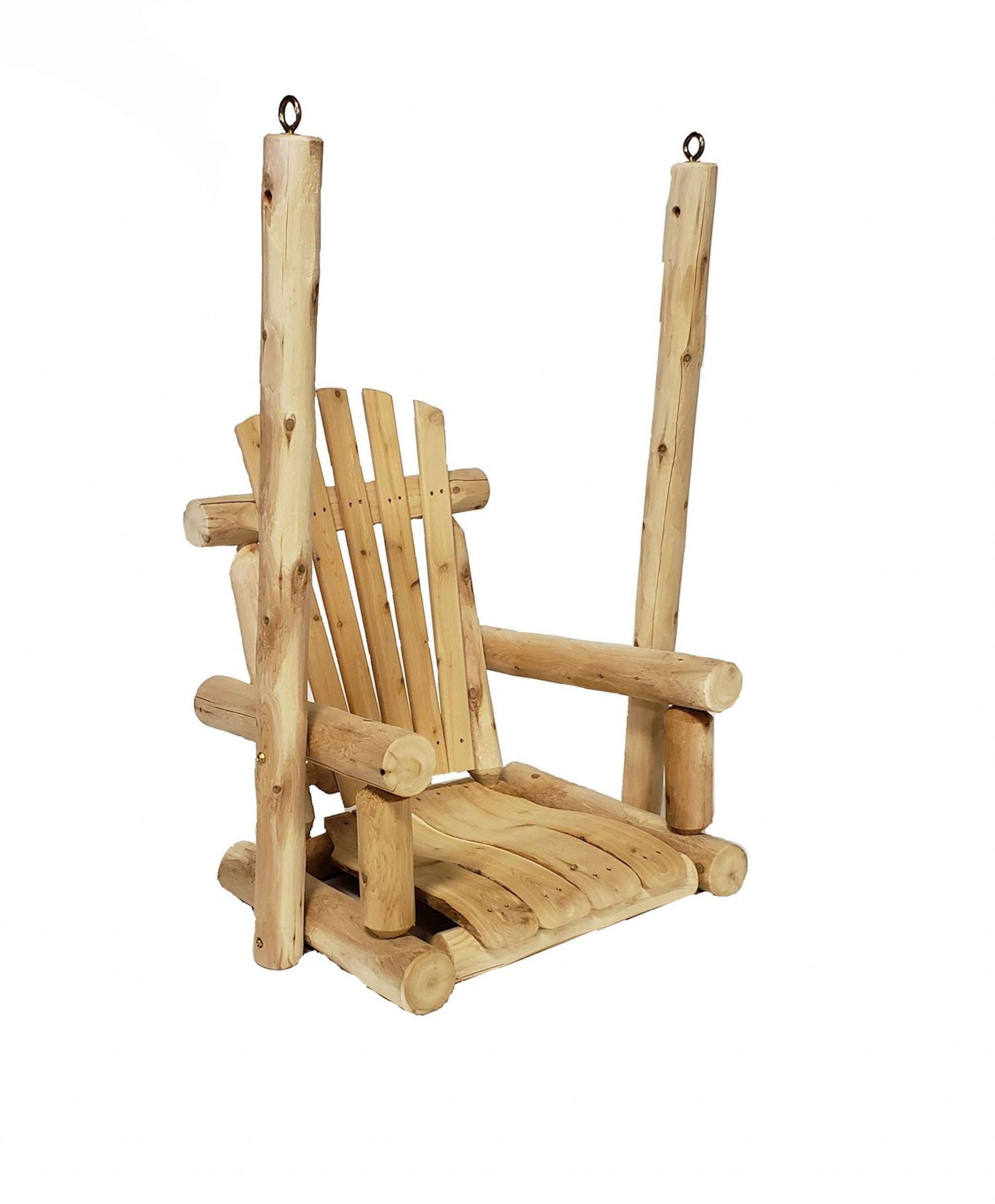 31" X 24" X 47" Natural Wood Single Chair Porch Swing-Outdoor Chairs-DECOROLALA