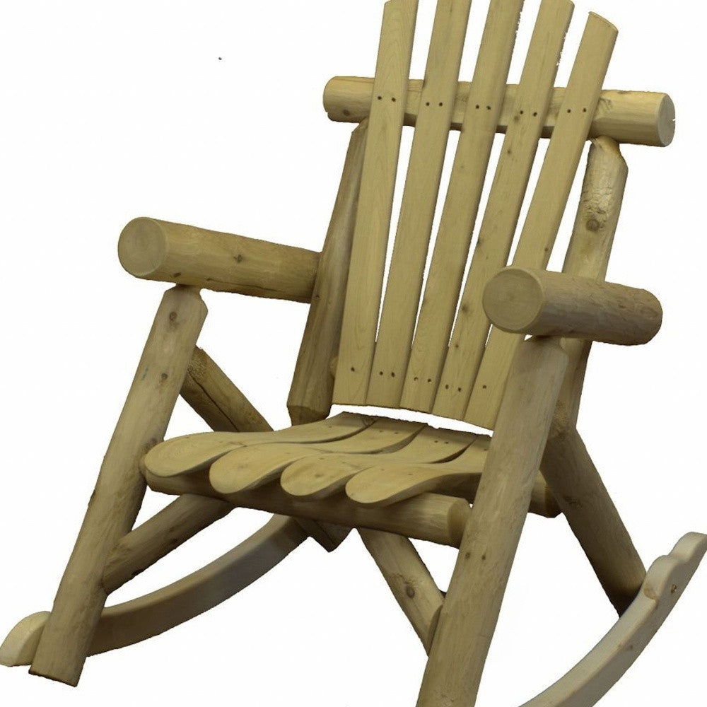 31" X 42" X 41" Natural Wood Rocking Chair-Outdoor Chairs-DECOROLALA