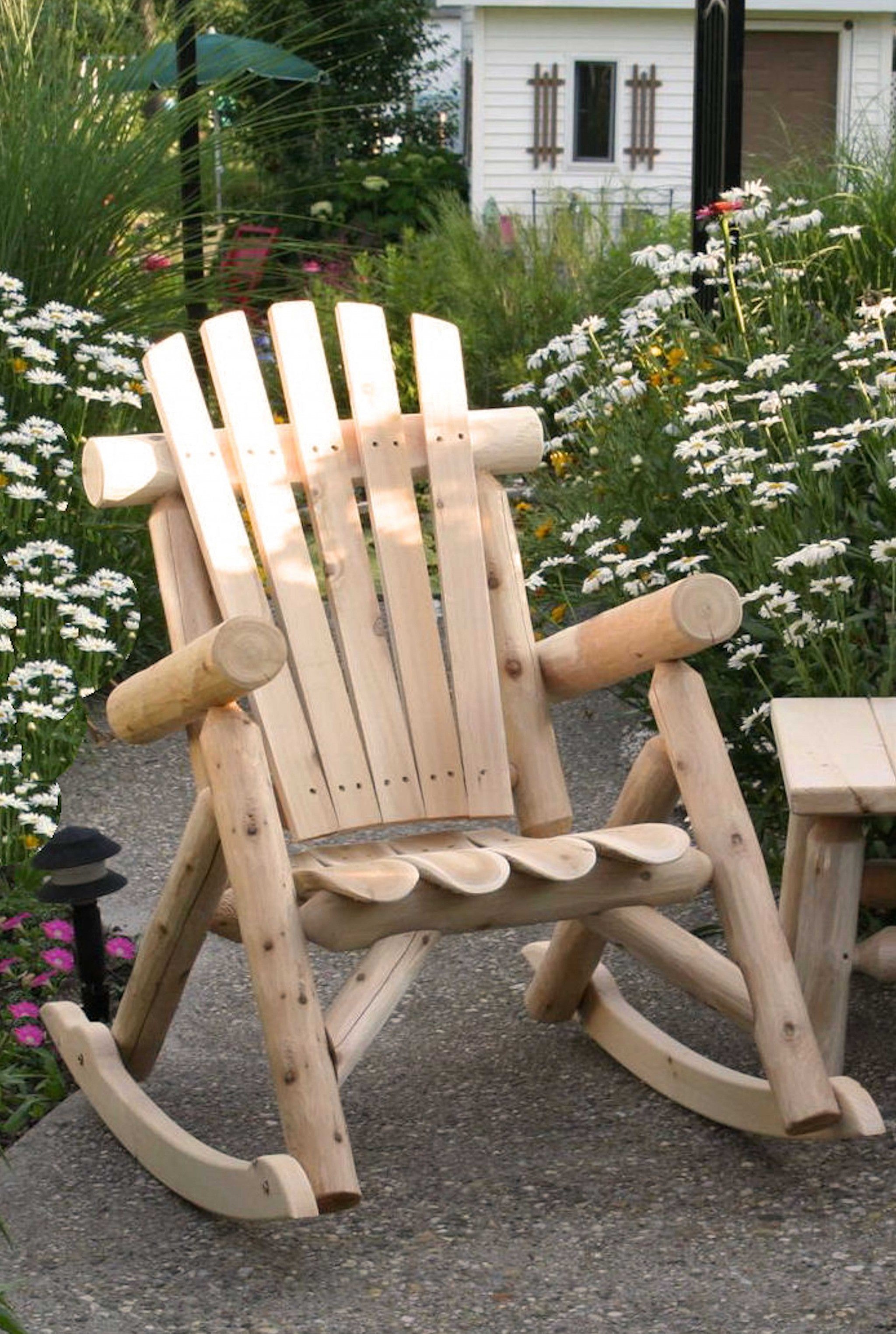 31" X 42" X 41" Natural Wood Rocking Chair-Outdoor Chairs-DECOROLALA