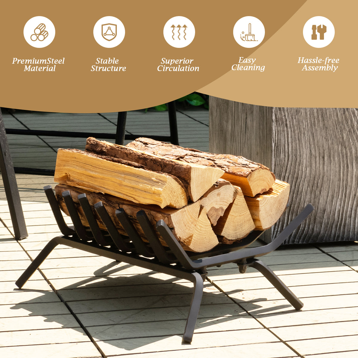 31/25/18 Inch Fireplace Grate for Outdoor Fire Pit-S-Fireplace Tools-DECOROLALA