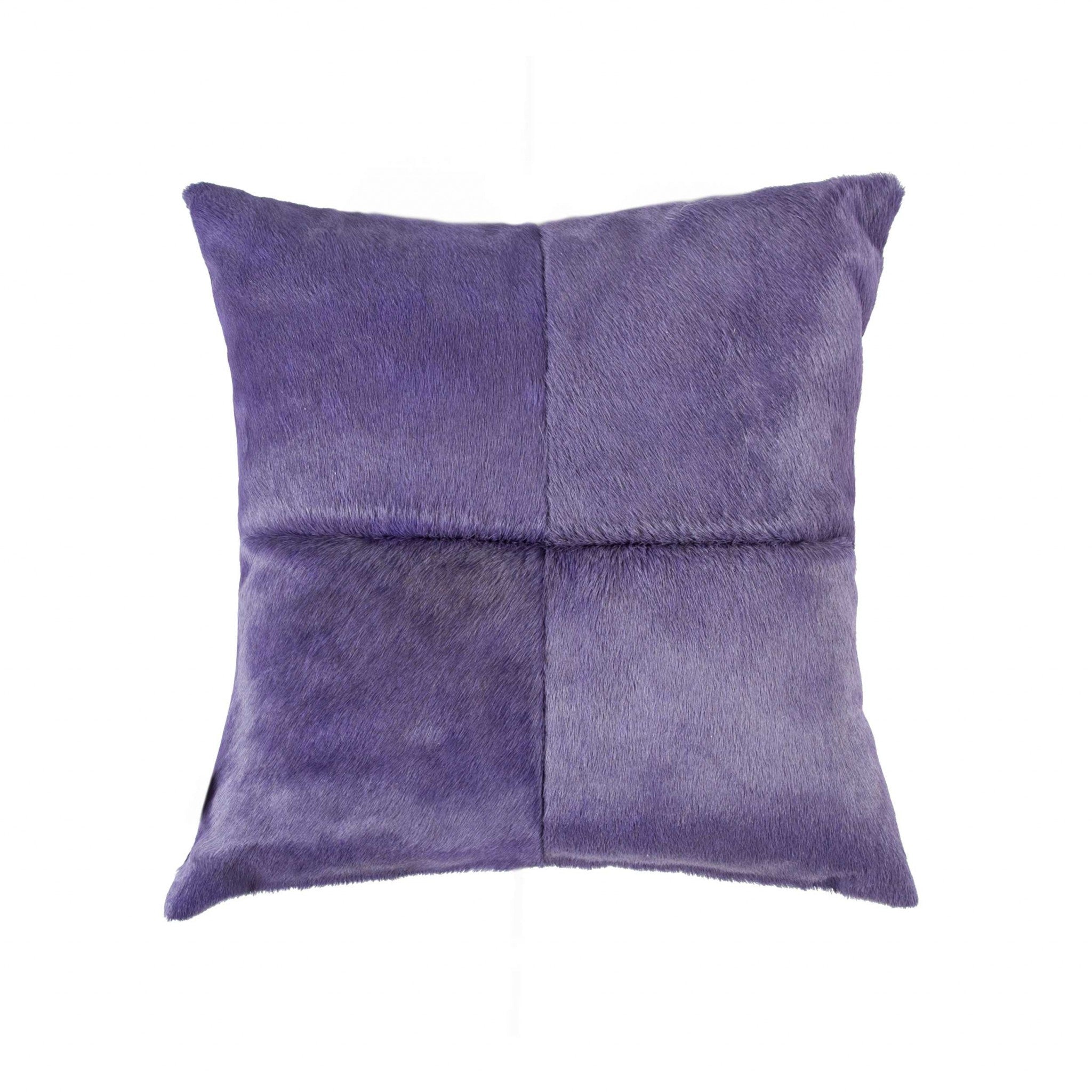 18" Purple Cowhide Throw Pillow-Accent Throw Pillows-DECOROLALA