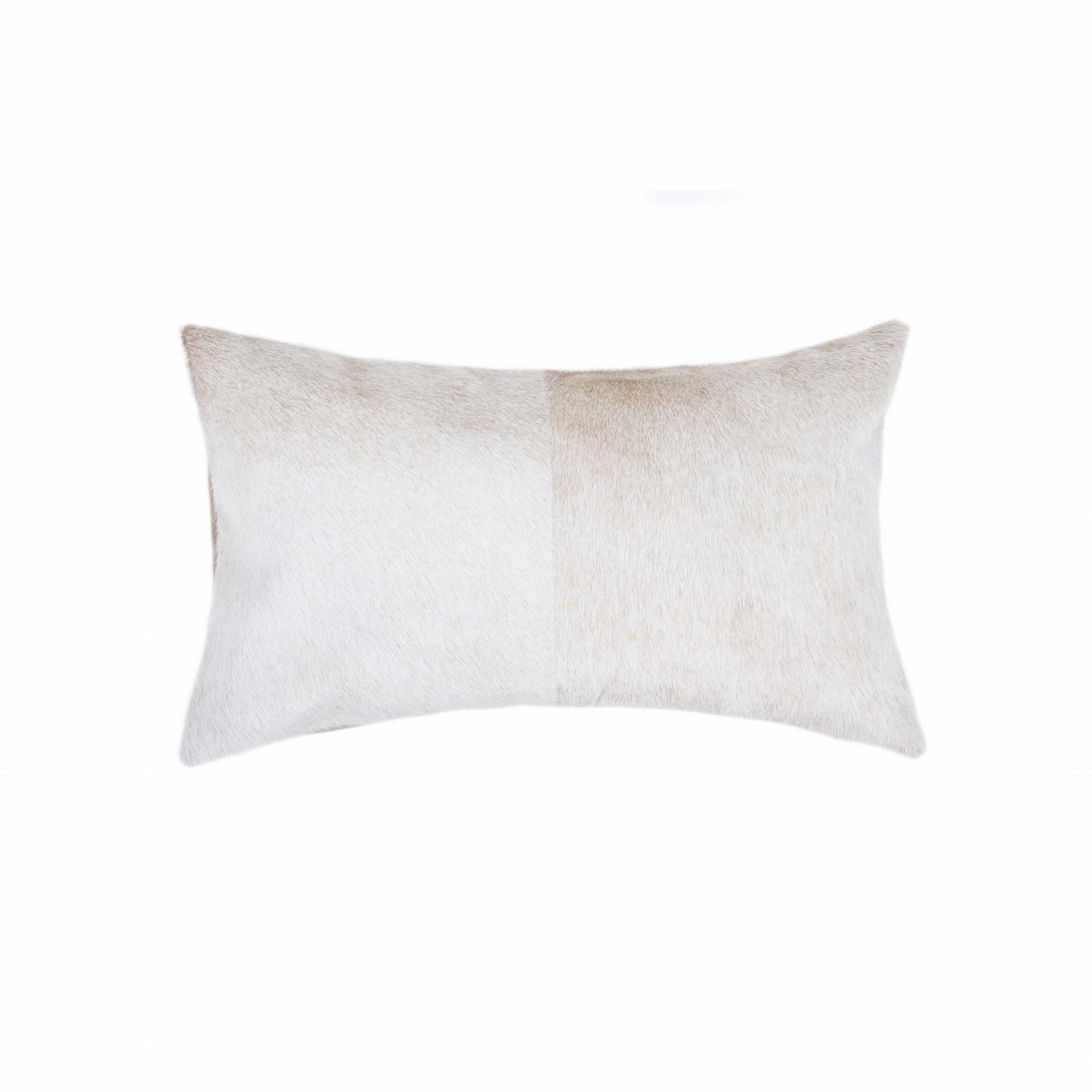 12" X 20" Natural Cowhide Lumbar Throw Pillow-1