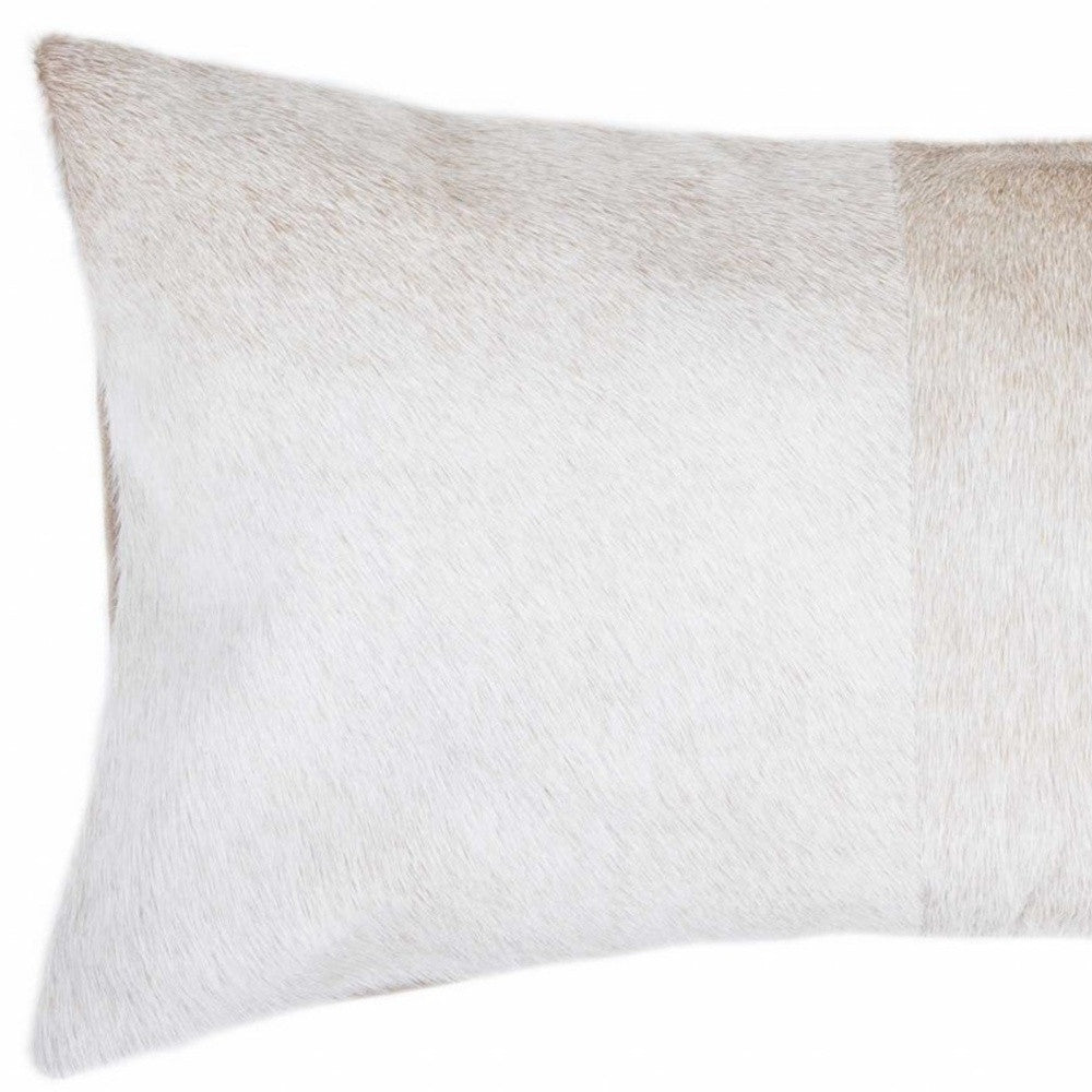 12" X 20" Natural Cowhide Lumbar Throw Pillow-4