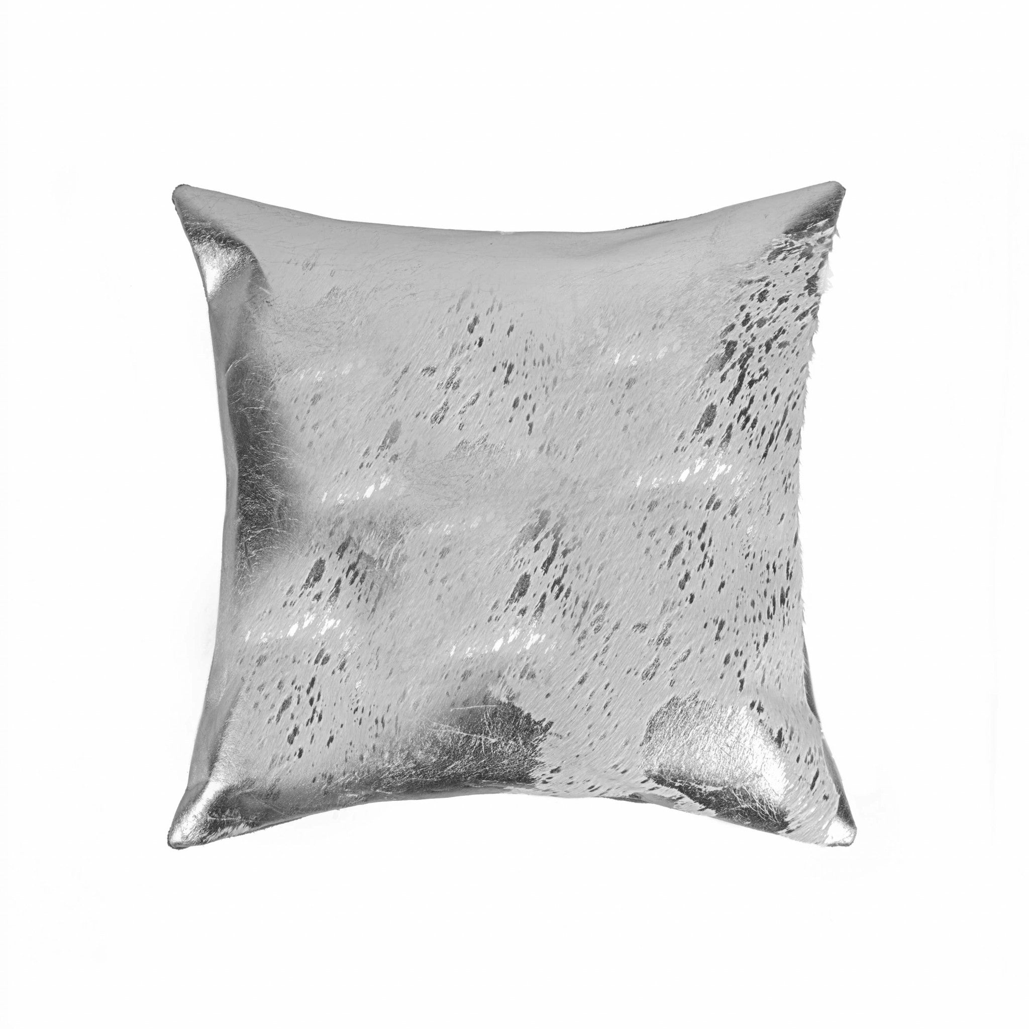 18" Silver Abstract Cowhide Throw Pillow-1