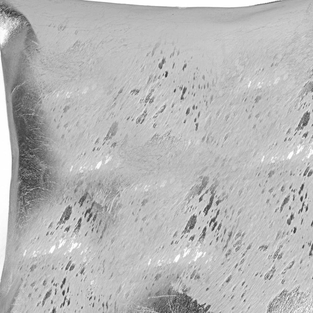 18" Silver Abstract Cowhide Throw Pillow-3
