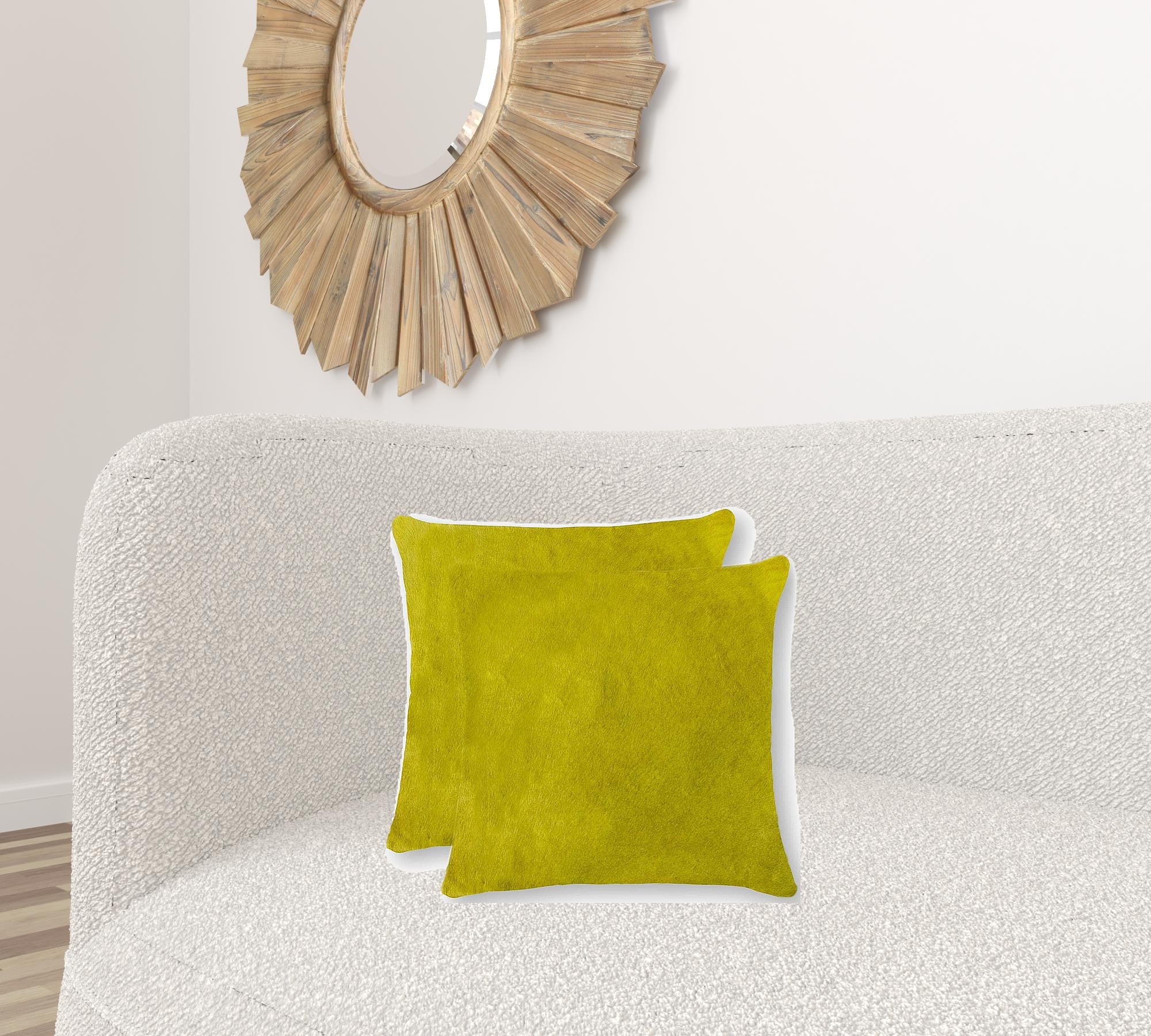 18" X 18" X 5" Yellow Cowhide  Pillow 2 Pack-1