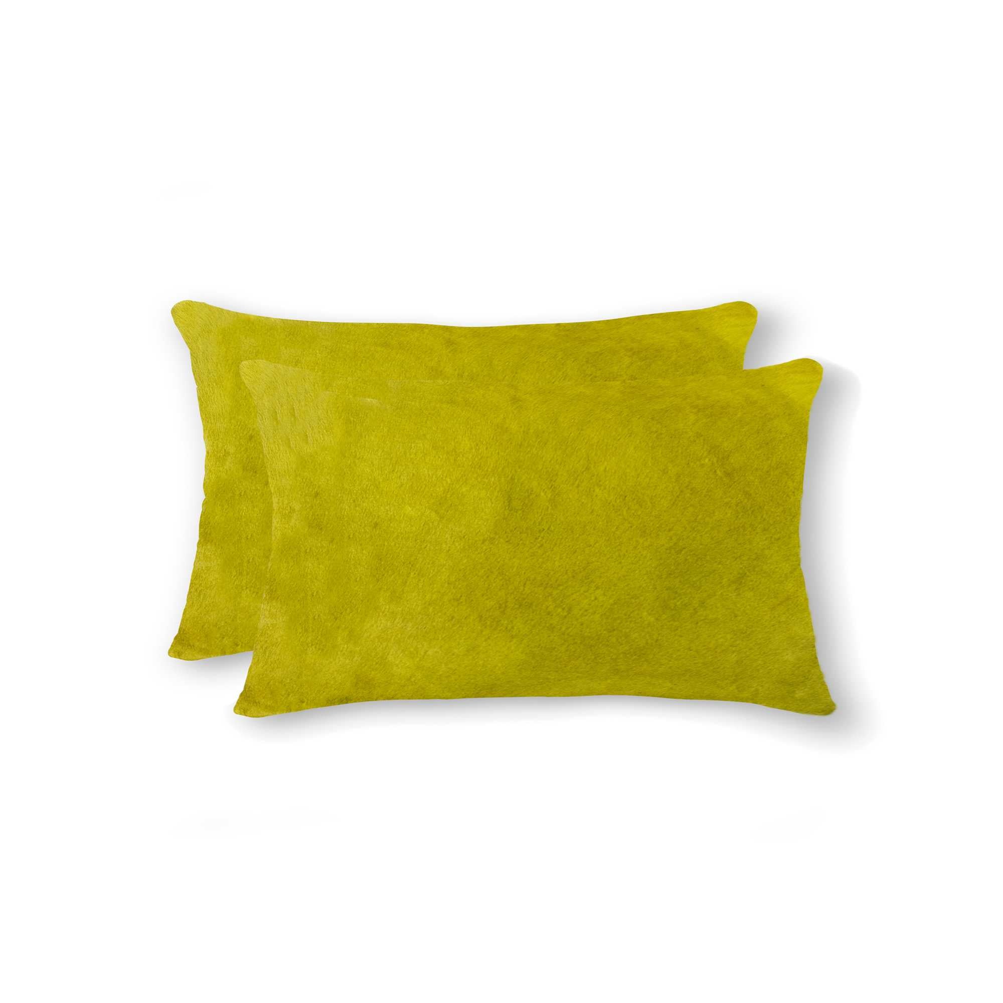 12" X 20" X 5" Yellow Cowhide  Pillow 2 Pack-0