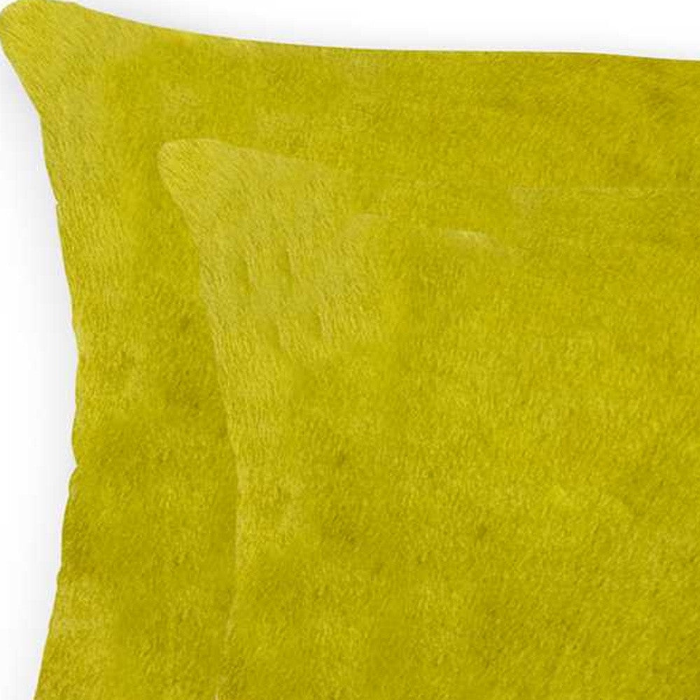 12" X 20" X 5" Yellow Cowhide  Pillow 2 Pack-3