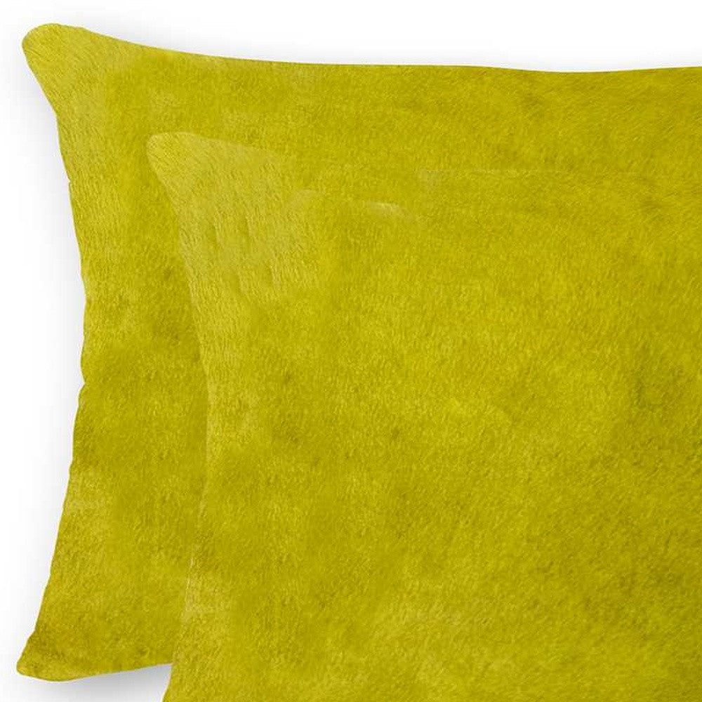 12" X 20" X 5" Yellow Cowhide  Pillow 2 Pack-4