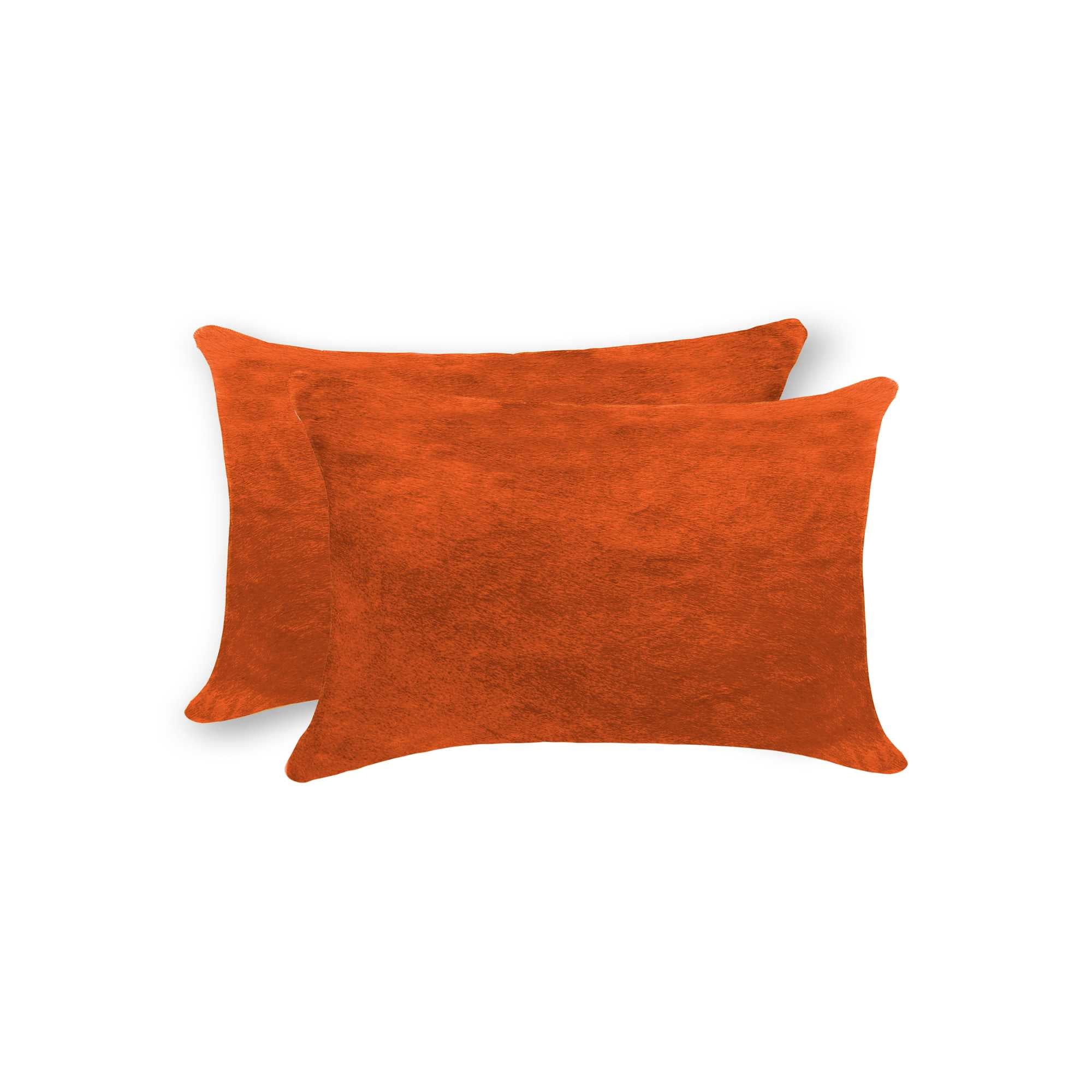 12" X 20" X 5" Orange Cowhide  Pillow 2 Pack-0