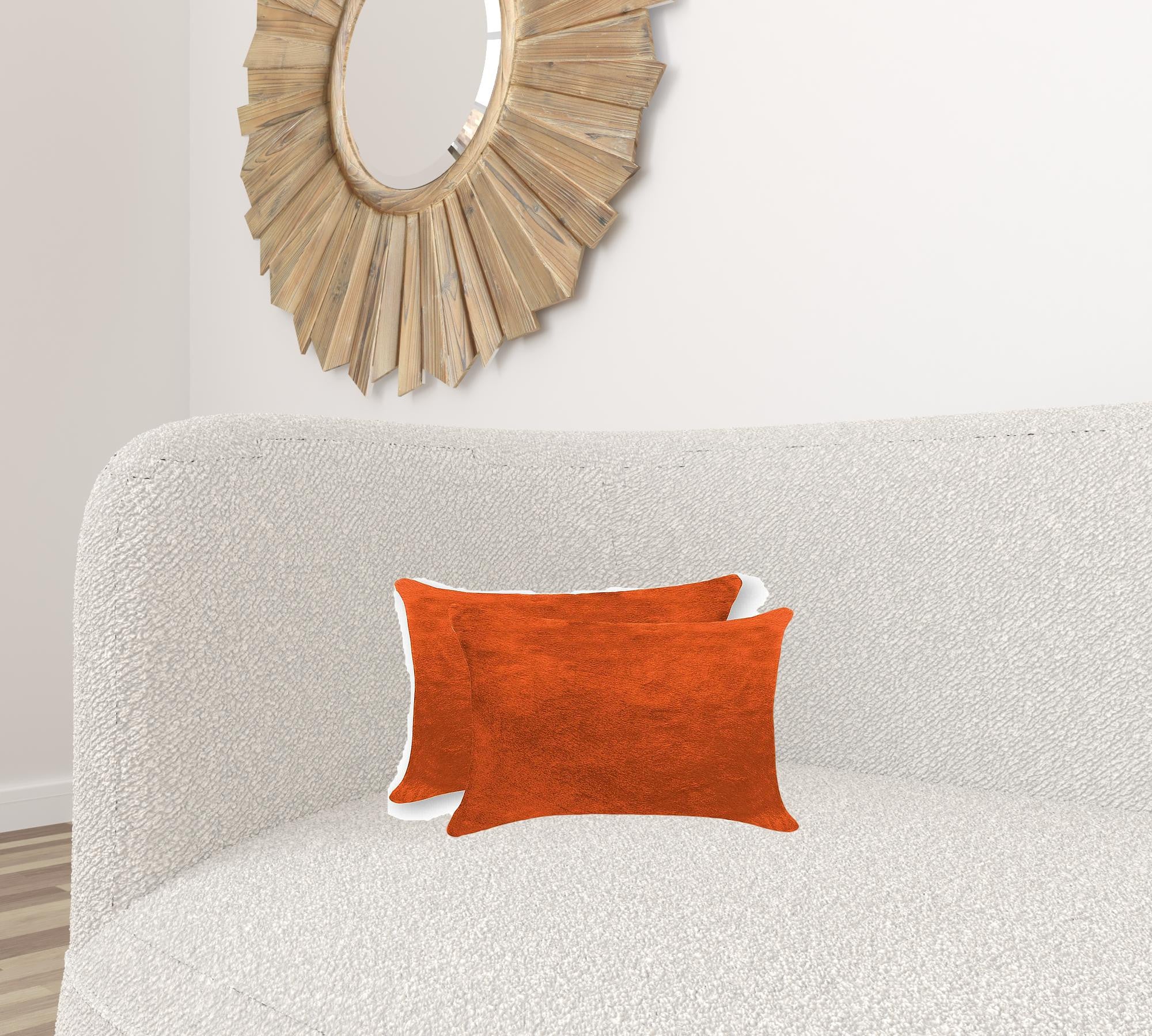 12" X 20" X 5" Orange Cowhide  Pillow 2 Pack-1