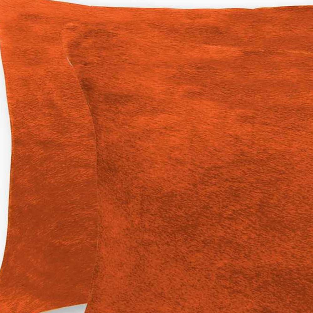 12" X 20" X 5" Orange Cowhide  Pillow 2 Pack-3
