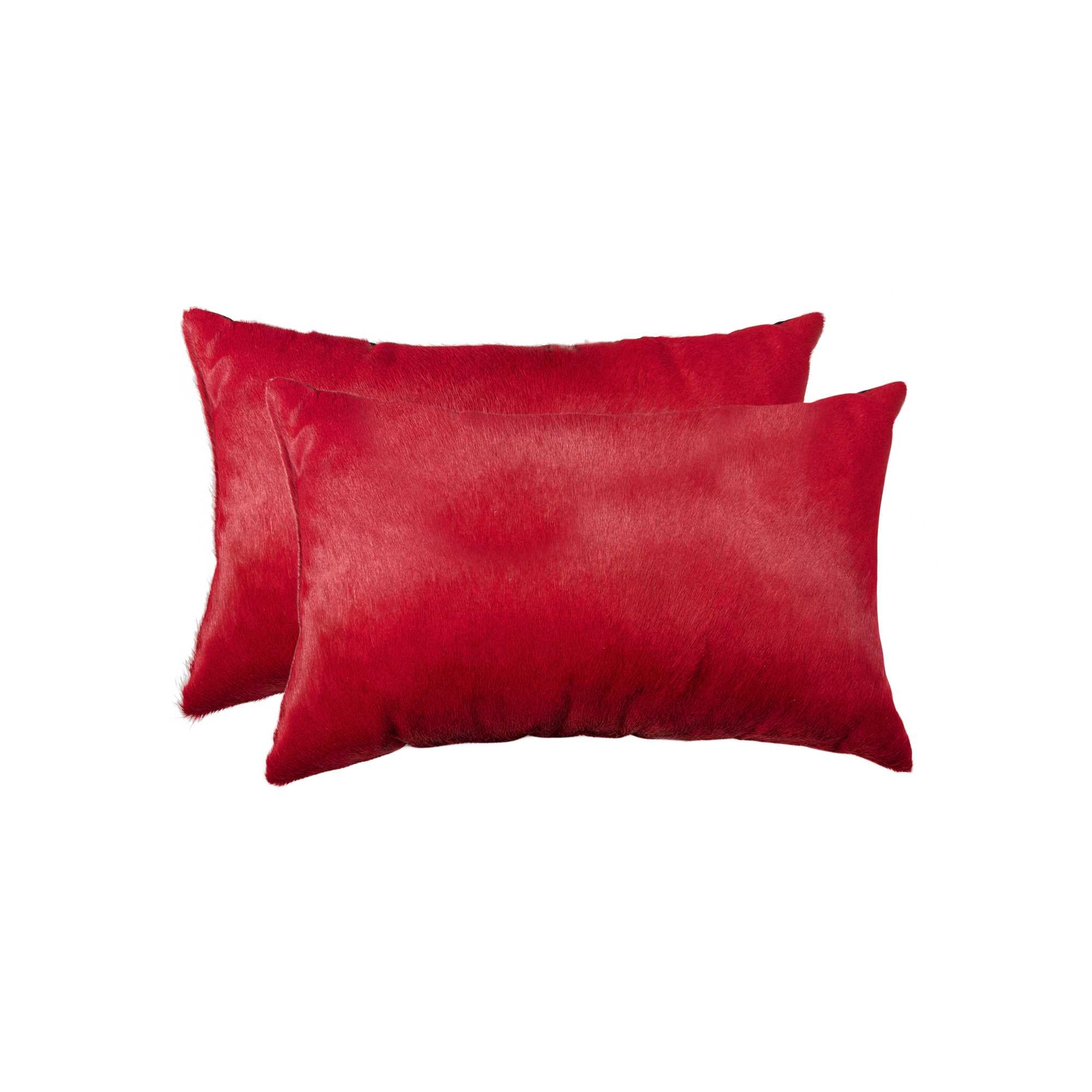 12" X 20" X 5" Wine Cowhide  Pillow 2 Pack-0